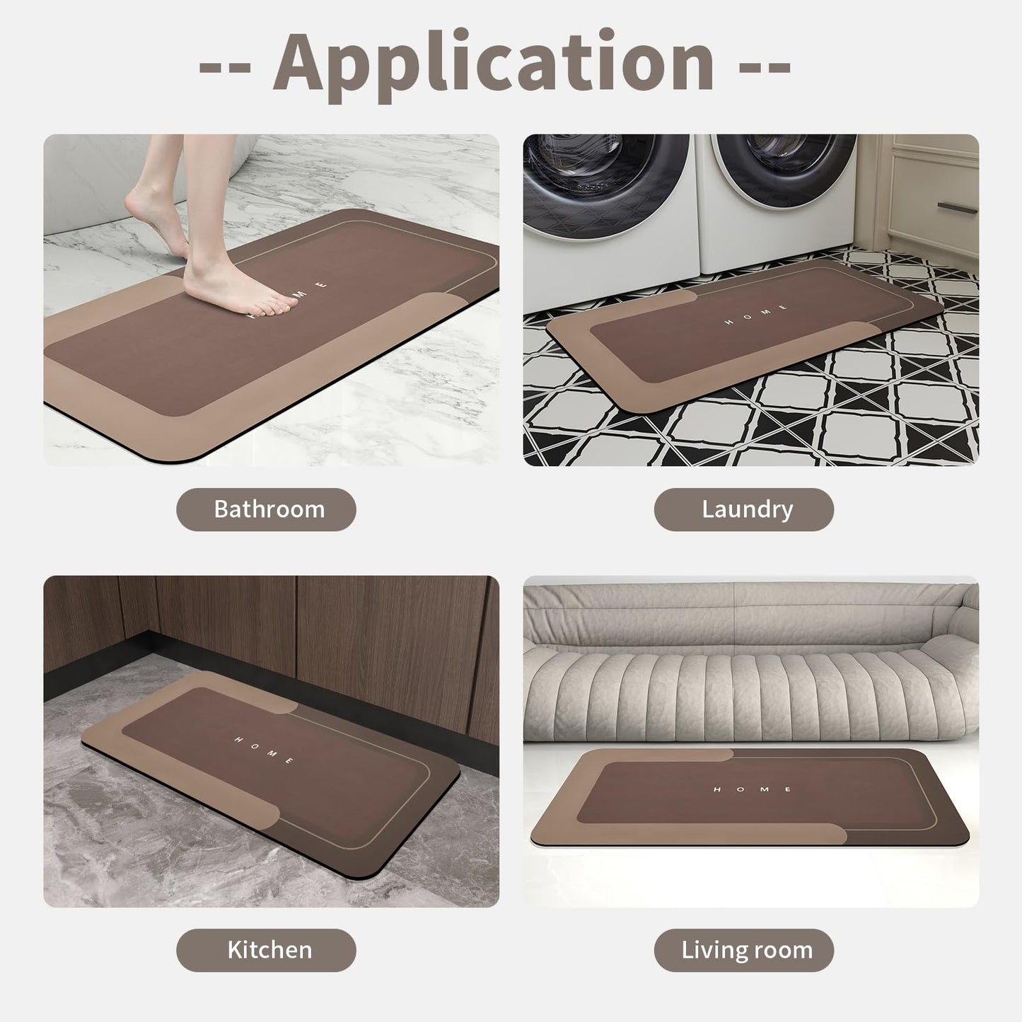 3PCS GORILLA GRIP Bath Rug Soft Chenille Absorbent Mat