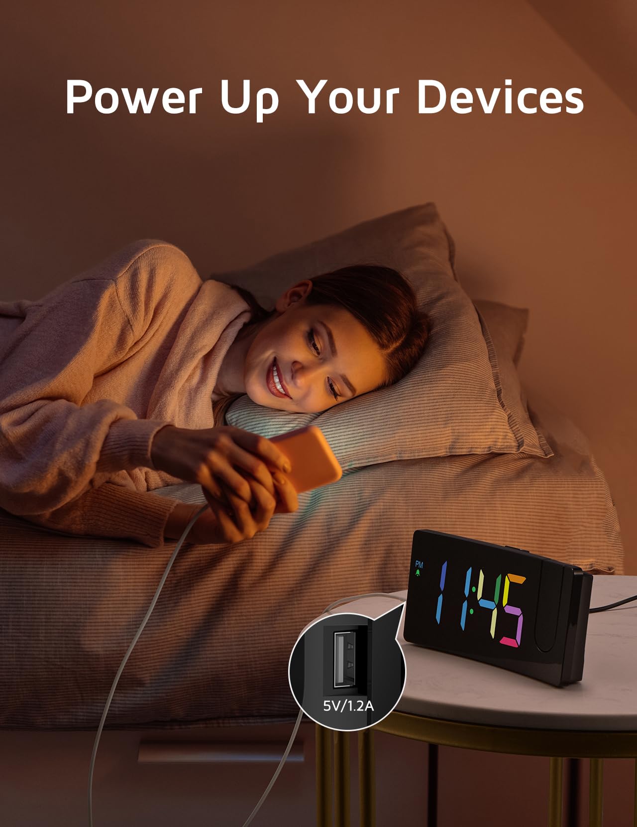 GOLOZA Projection Alarm Clock 180 Degree Rotating LED Clock