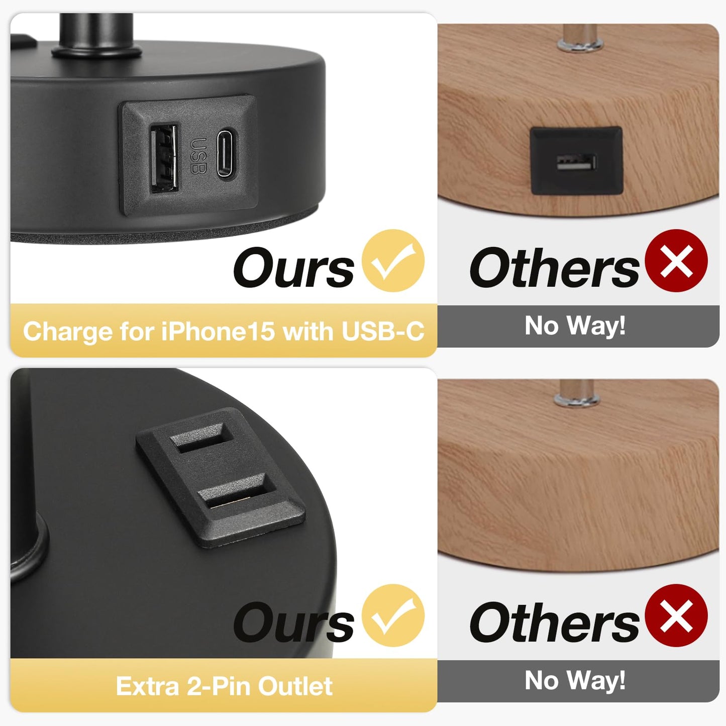 Fenmzee Rose Gold Crystal Touch Lamp 3 Way Dimmable with USB