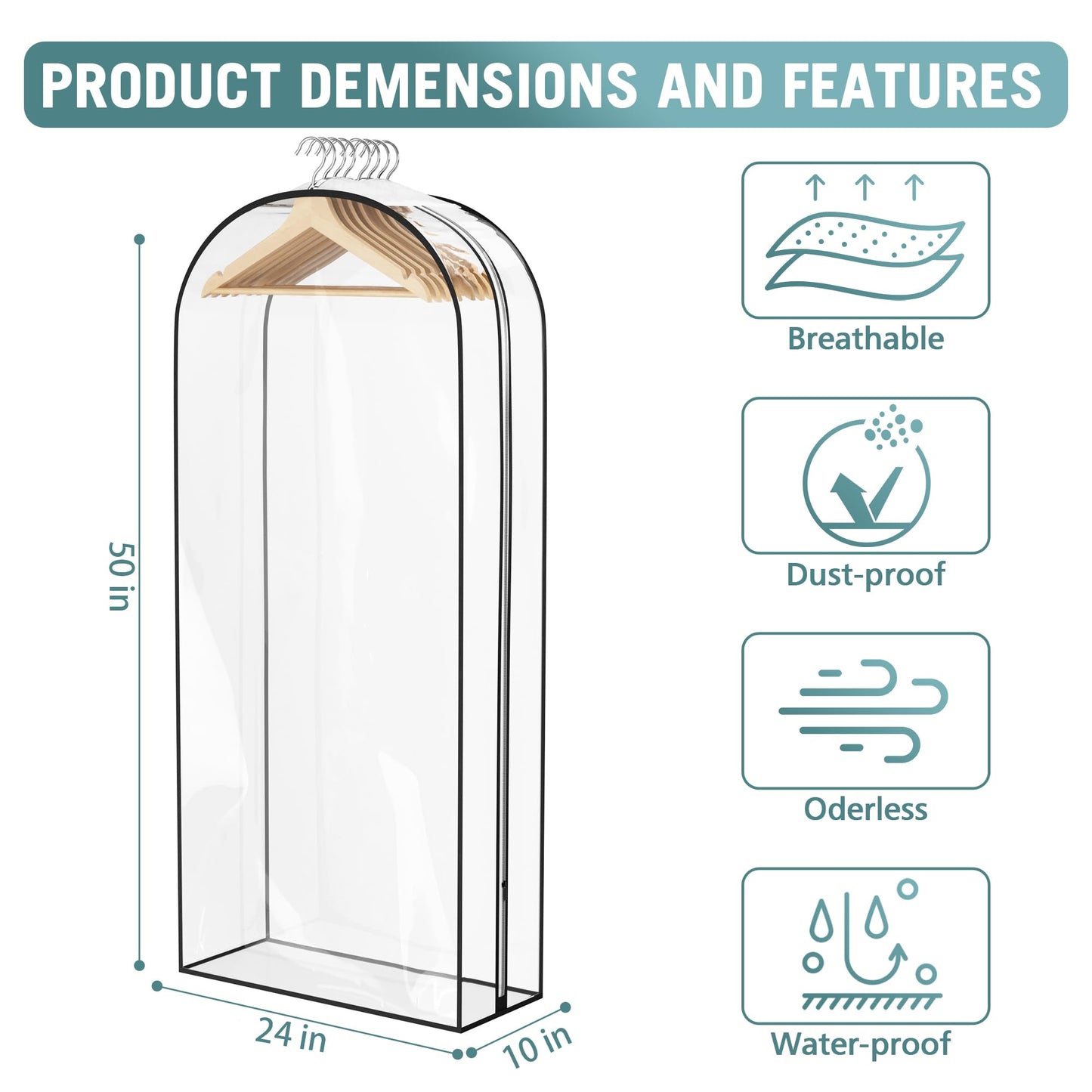 Liuoud Clear Garment Bags 4 Pack 40 Inch Gusseted Suit Covers