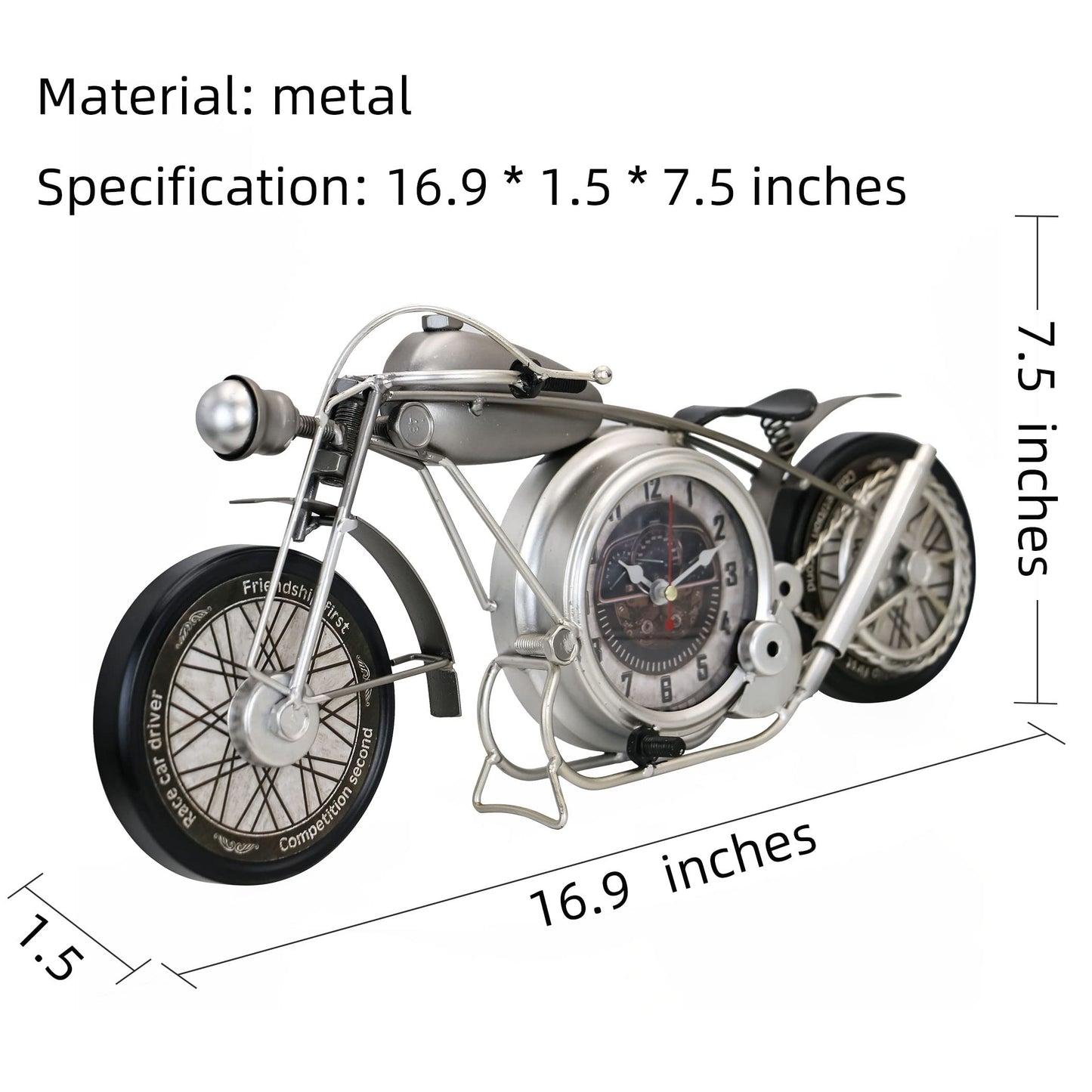 Metal Motorcycle Wall Clock Bronze Decorative Shelf Clock