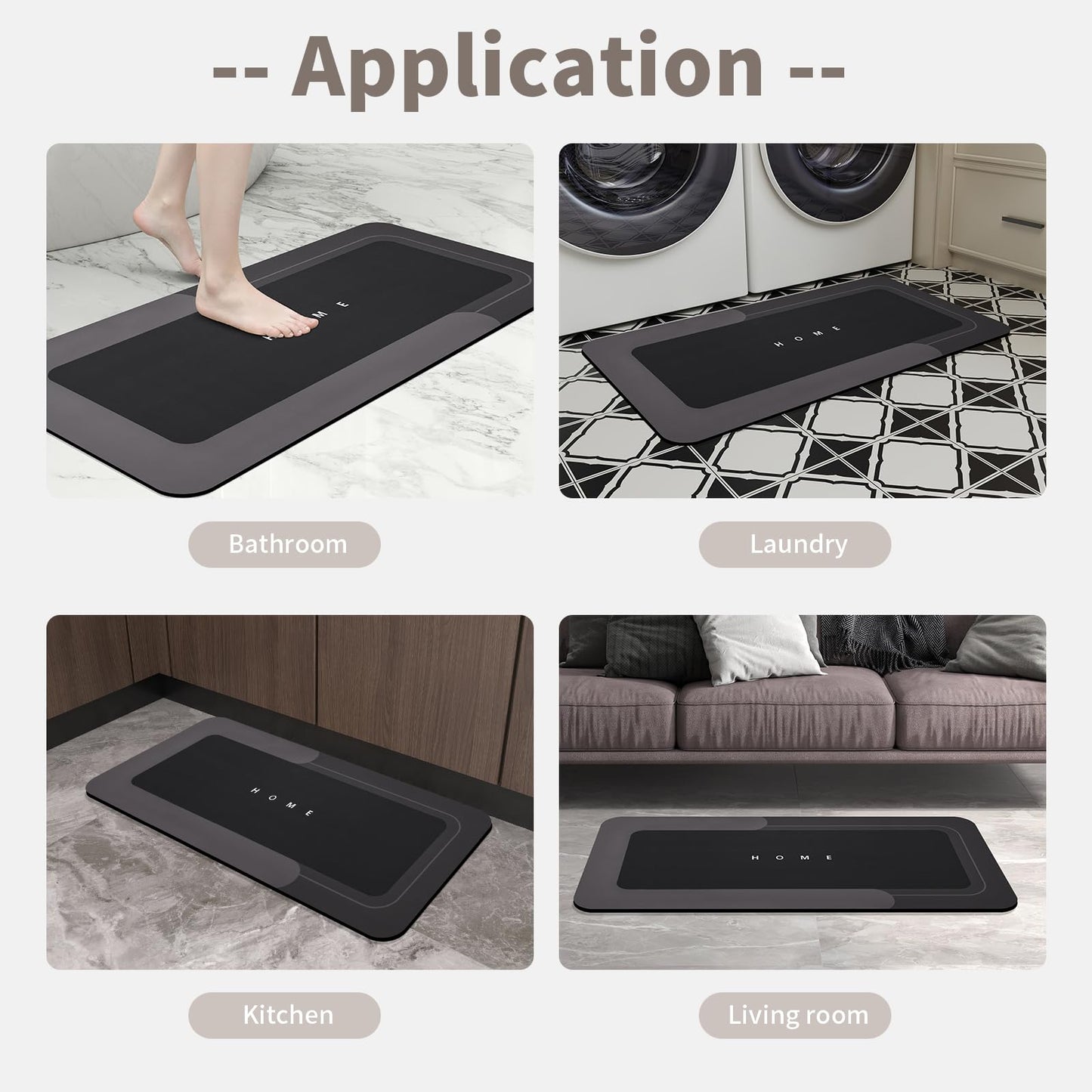 3PCS GORILLA GRIP Bath Rug Soft Chenille Absorbent Mat