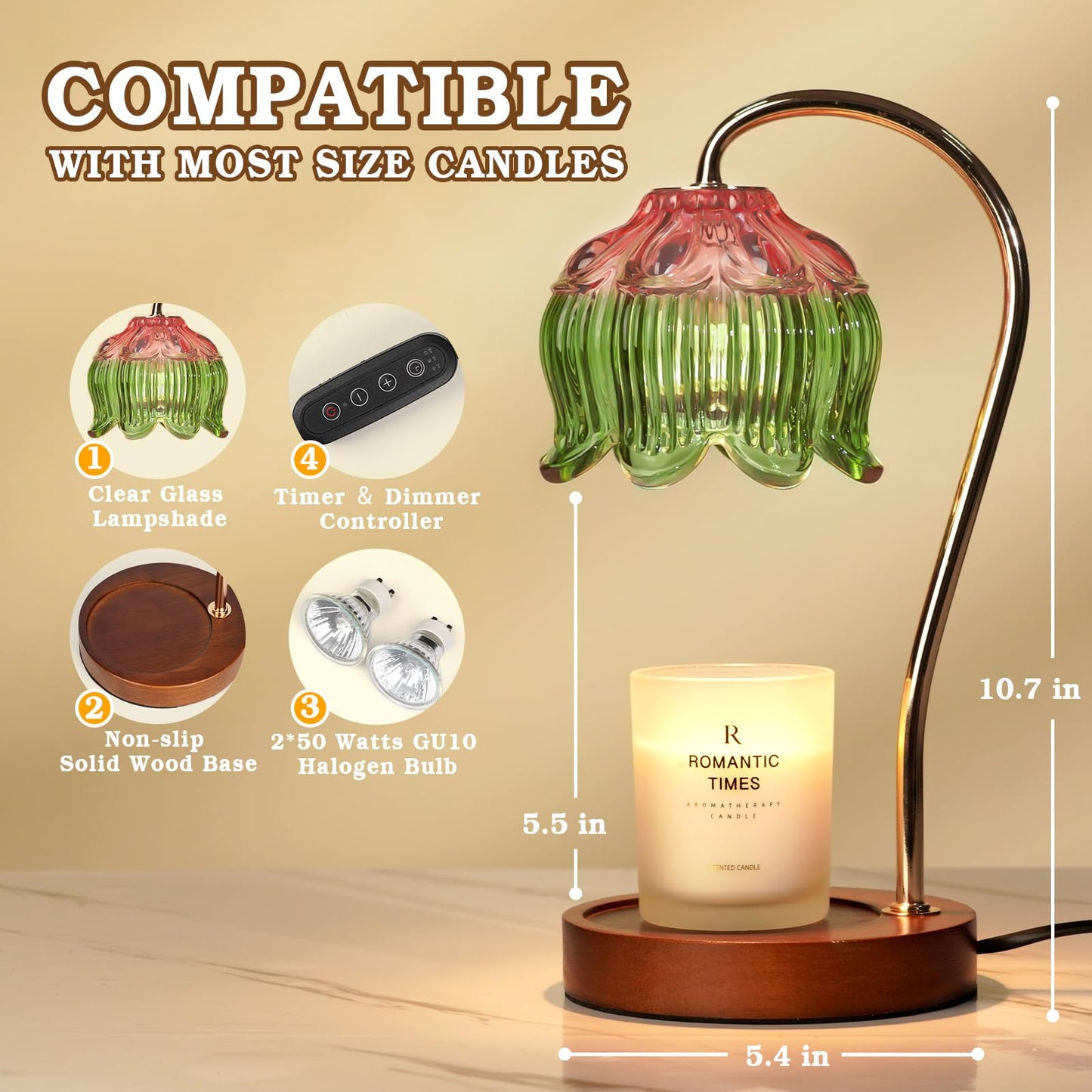 Funistree Flower Candle Warmer Lamp with Timer
