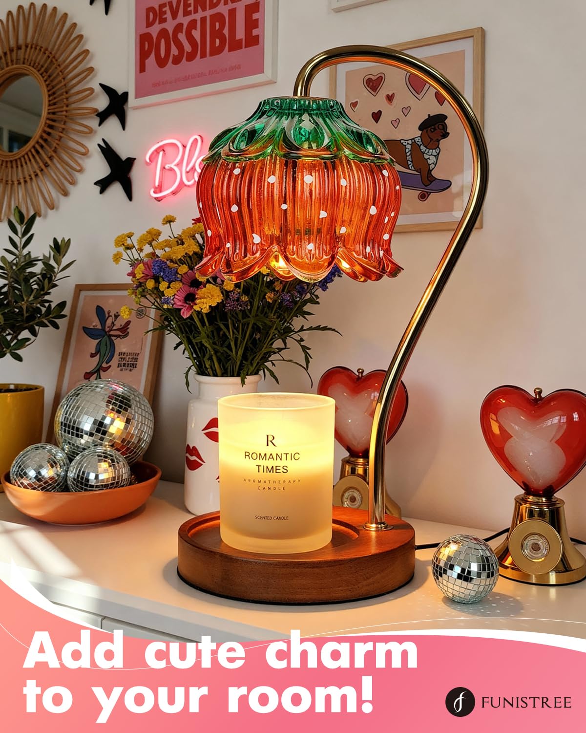 Funistree Flower Candle Warmer Lamp with Timer