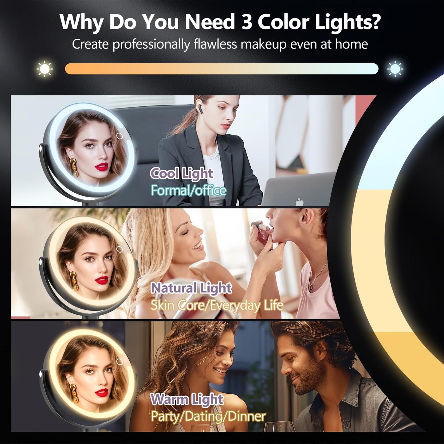 20X Magnifying Makeup Mirror Lighted Dual Sided Mirror