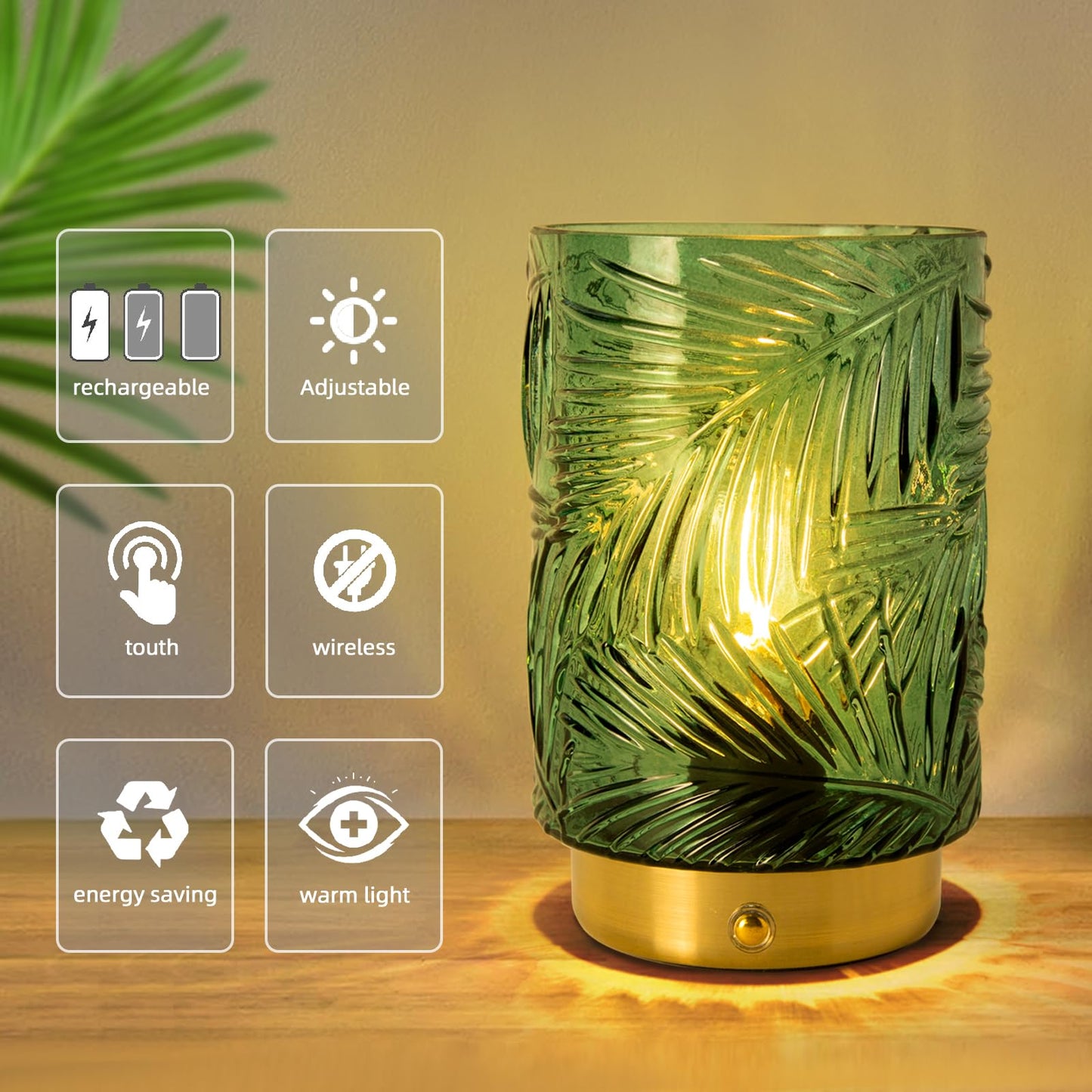 Battery Operated Cordless Table Lamp LED Nightlight with Timer