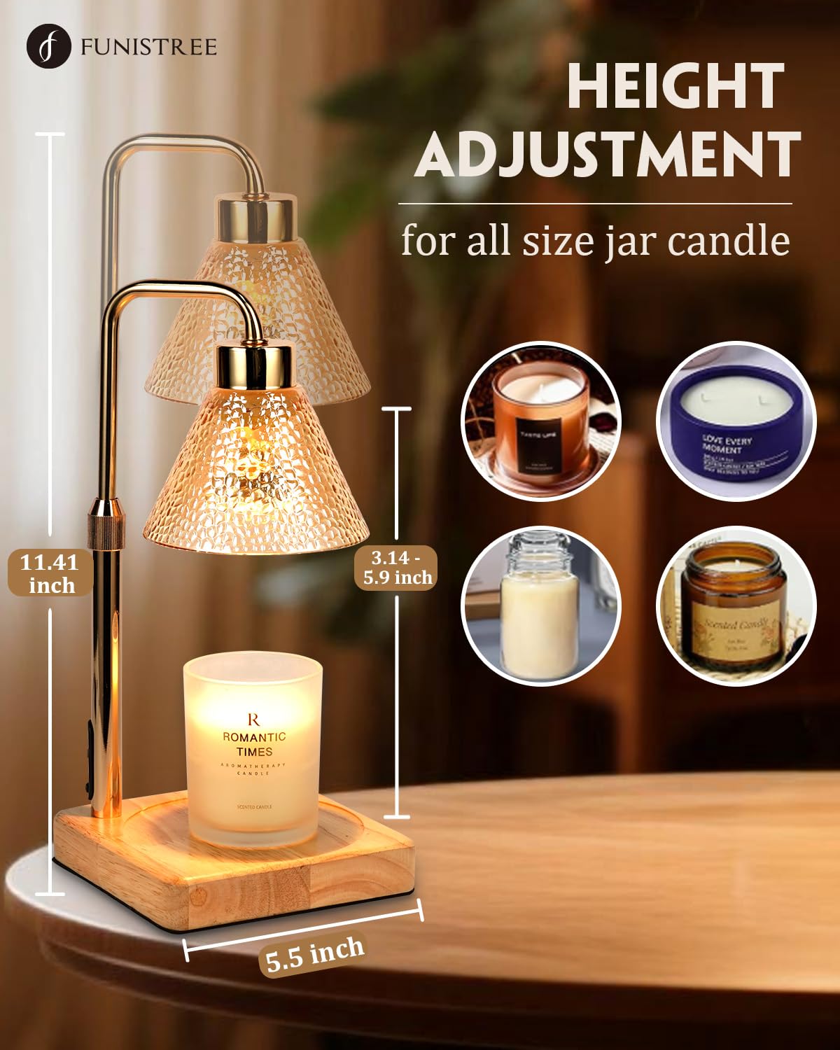 Funistree Flower Candle Warmer Lamp with Timer