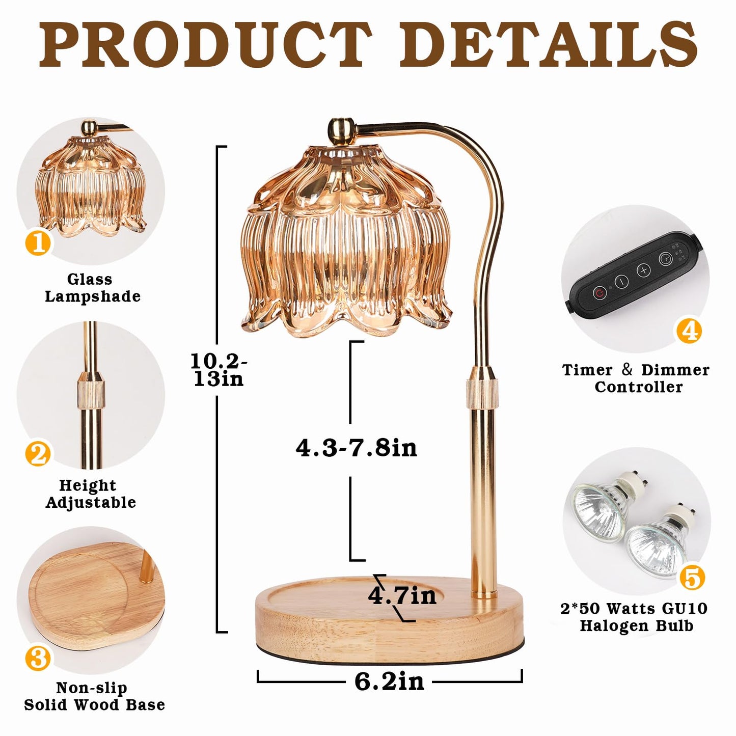 Funistree Flower Candle Warmer Lamp with Timer