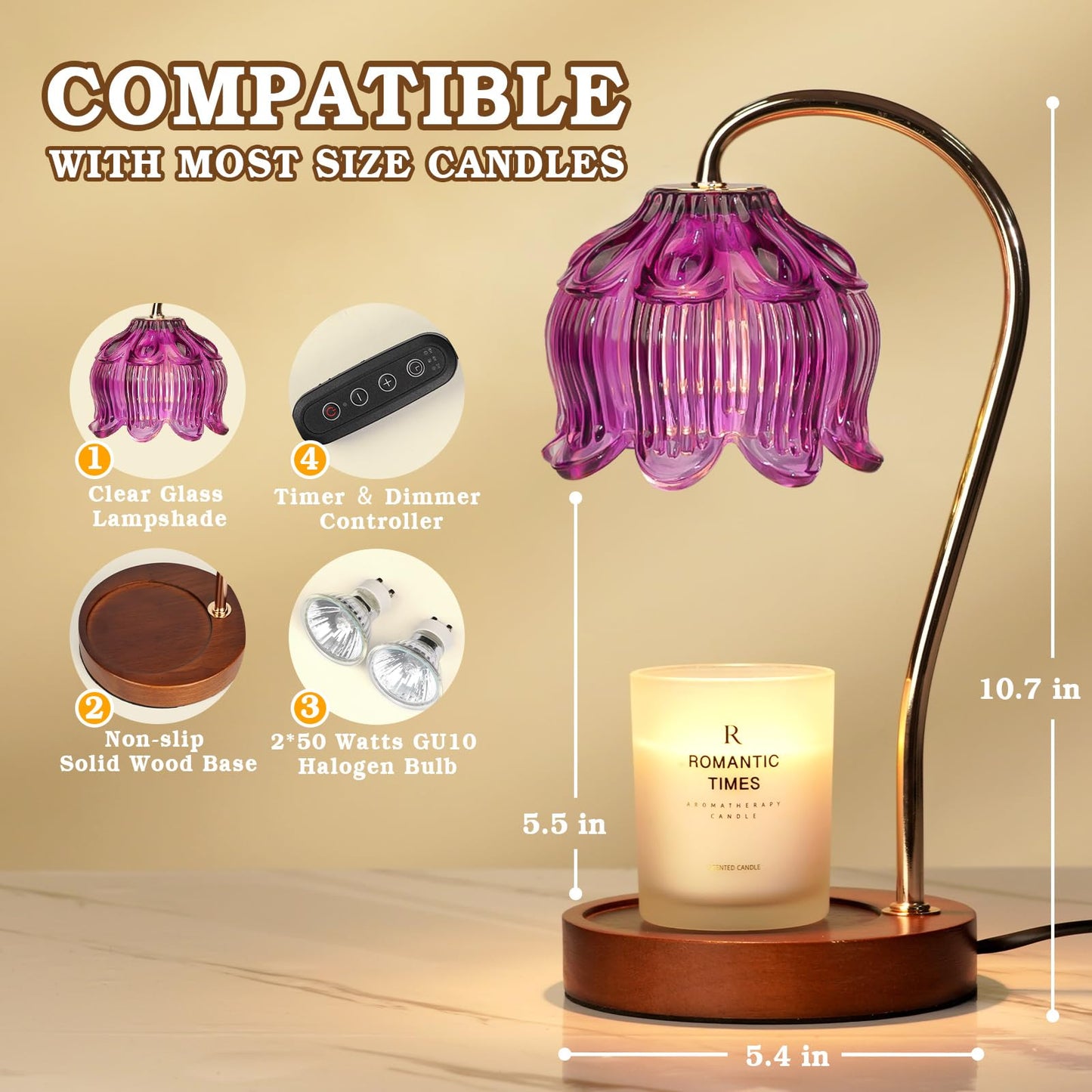 Funistree Flower Candle Warmer Lamp with Timer
