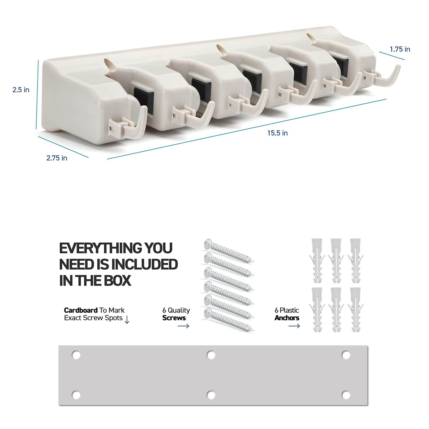 Homeit Mop and Broom Holder Wall Mount Organizer