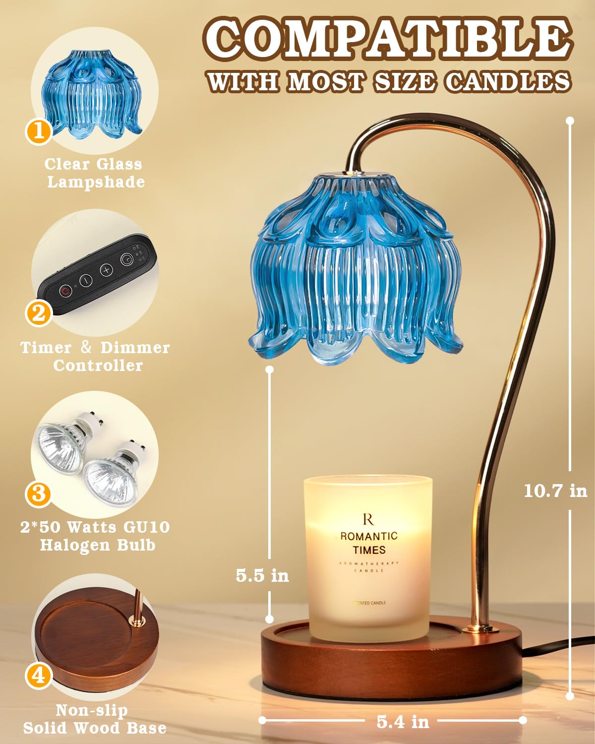 Funistree Flower Candle Warmer Lamp with Timer