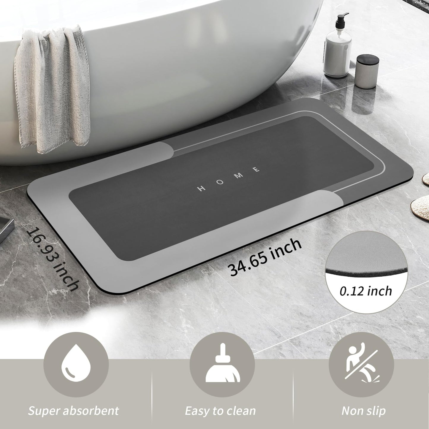 3PCS GORILLA GRIP Bath Rug Soft Chenille Absorbent Mat