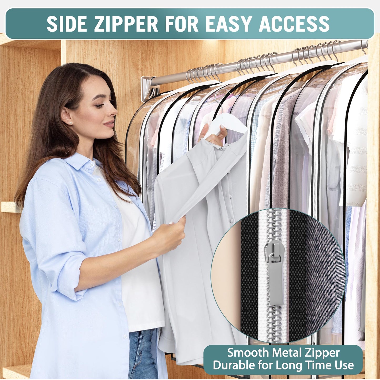 Liuoud Clear Garment Bags 4 Pack 40 Inch Gusseted Suit Covers