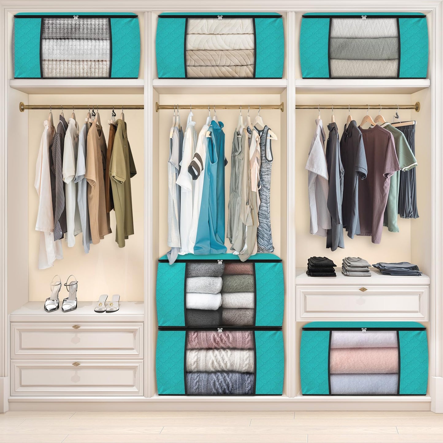 Fab Totes Clothes Storage Bags 6 Pack Foldable Organizers