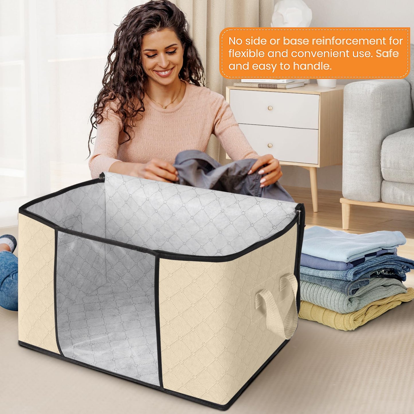 Fab Totes Clothes Storage Bags 6 Pack Foldable Organizers