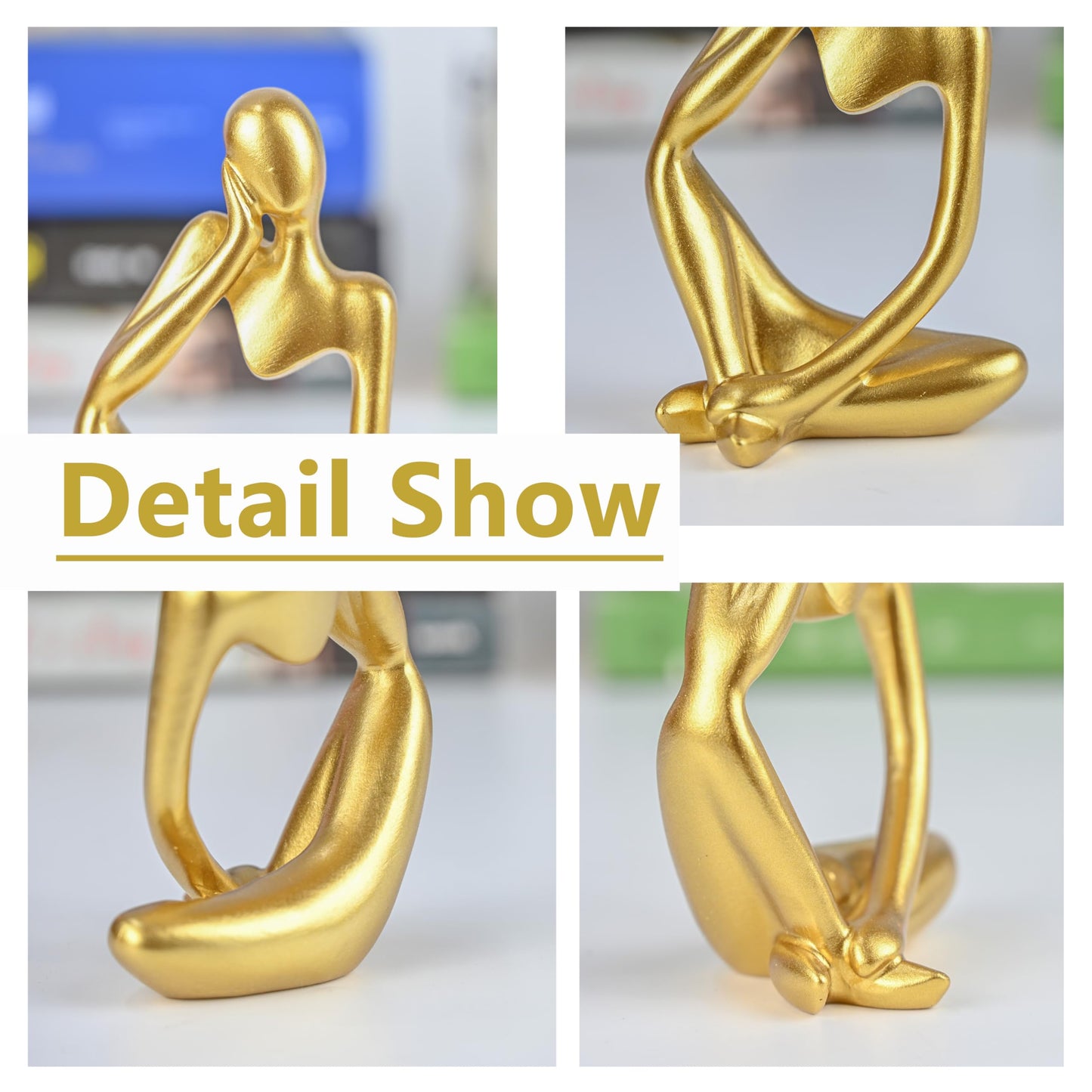 BOPART Gold Thinker Statues 3 Piece Modern Figurine Set