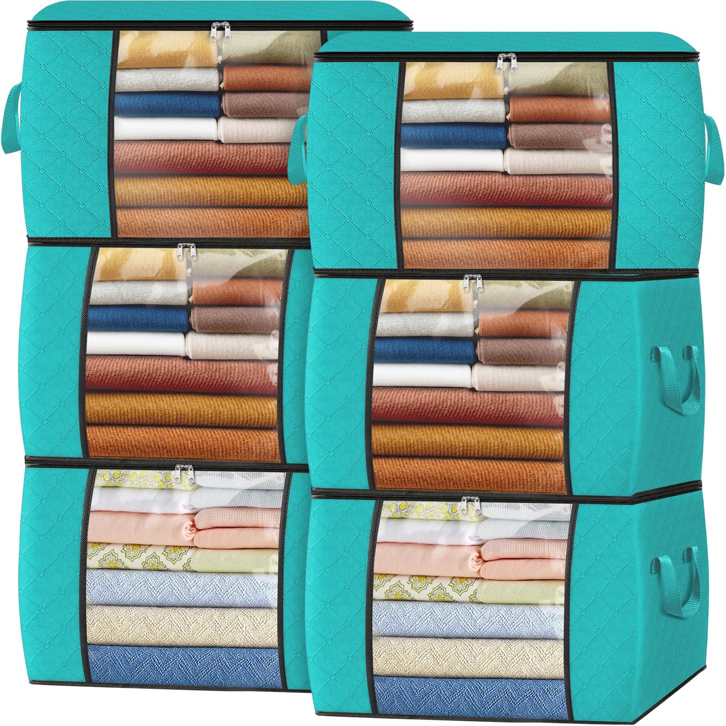 Fab Totes Clothes Storage Bags 6 Pack Foldable Organizers