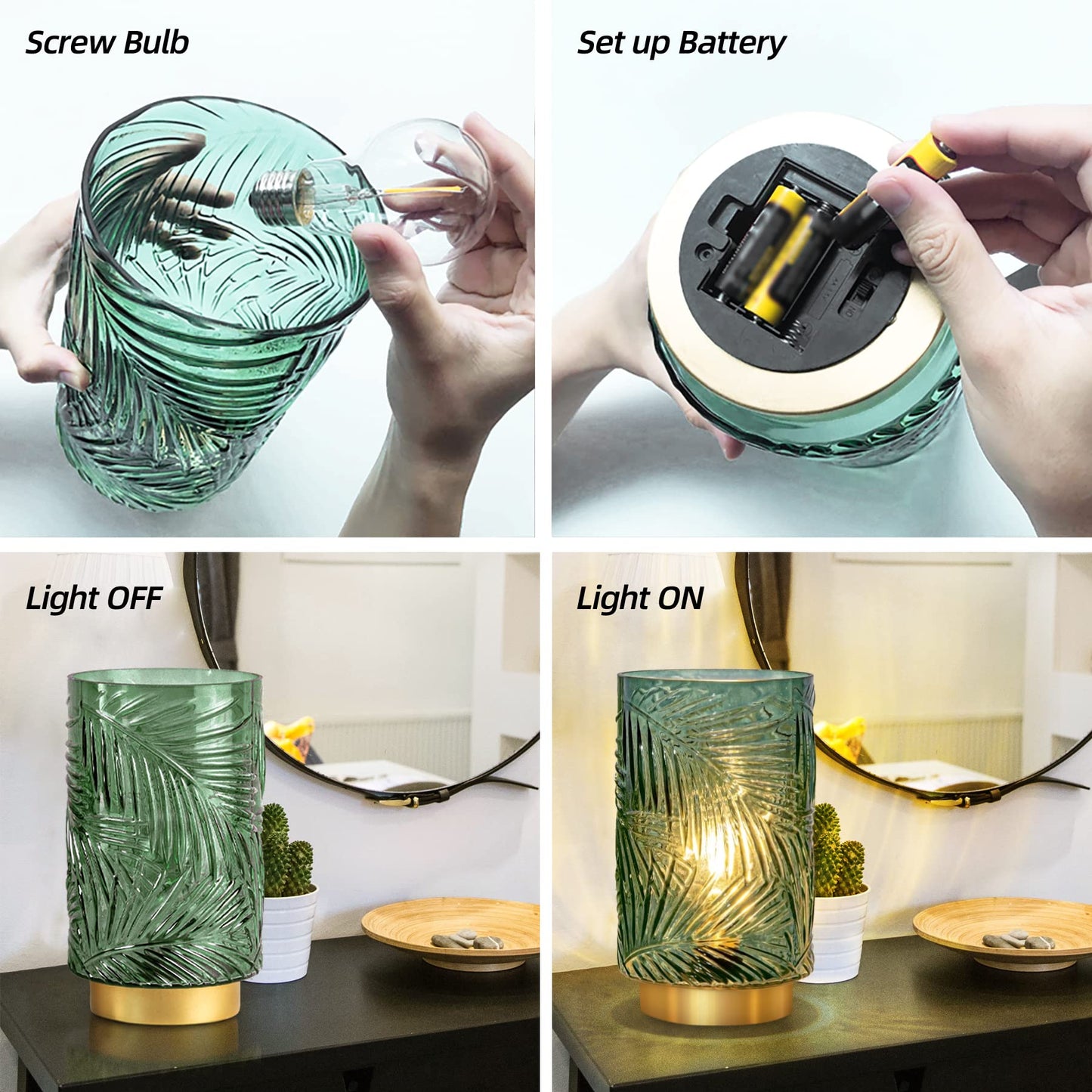 Battery Operated Cordless Table Lamp LED Nightlight with Timer