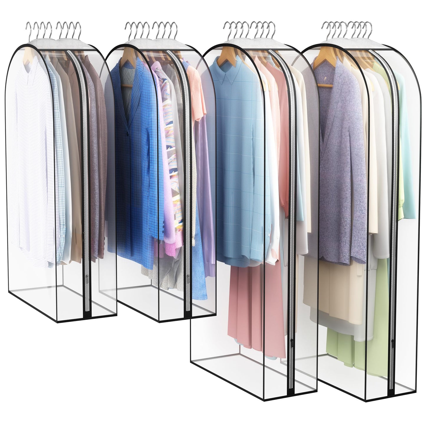 Liuoud Clear Garment Bags 4 Pack 40 Inch Gusseted Suit Covers