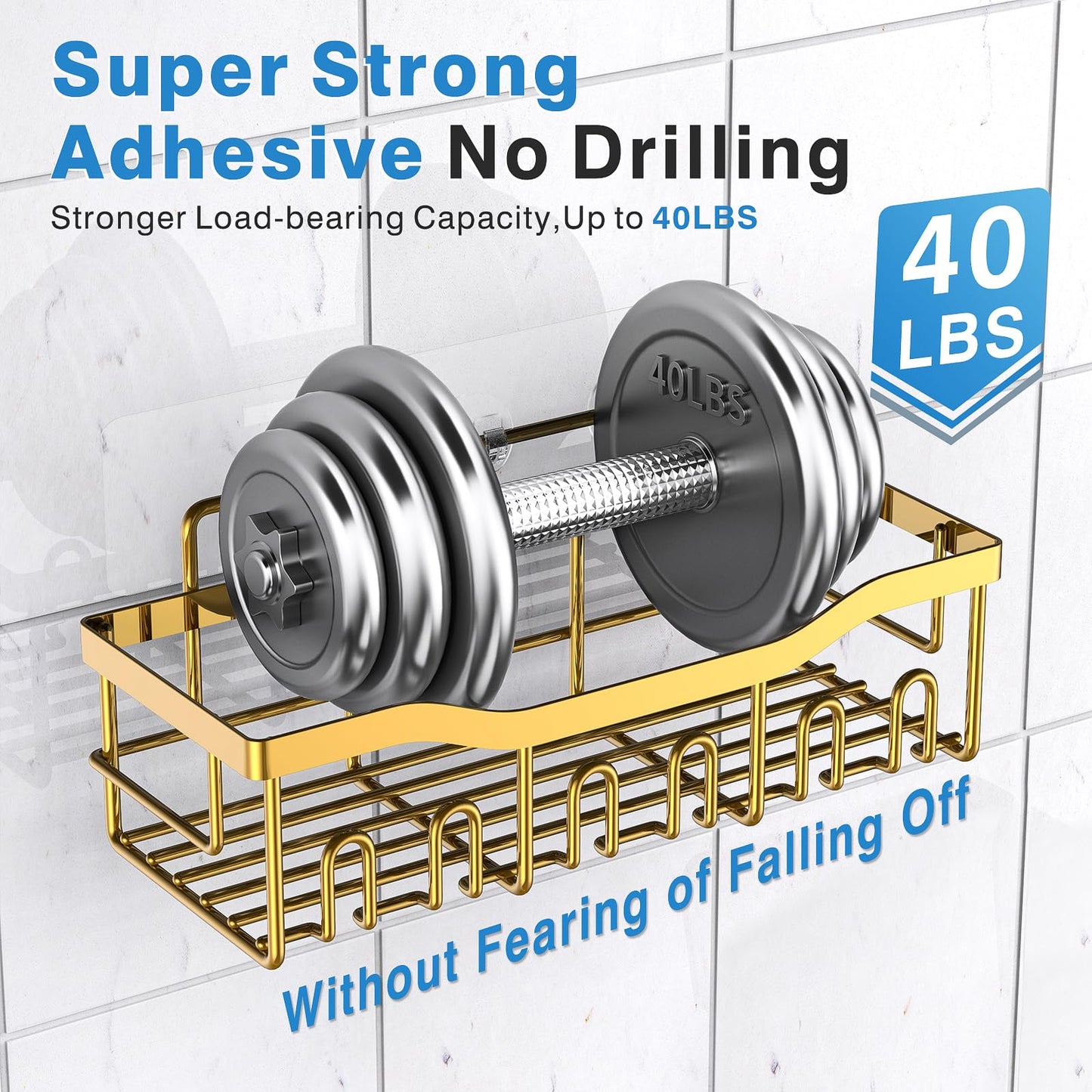 EUDELE Adhesive Shower Caddy 5 Pack Rustproof Organizer