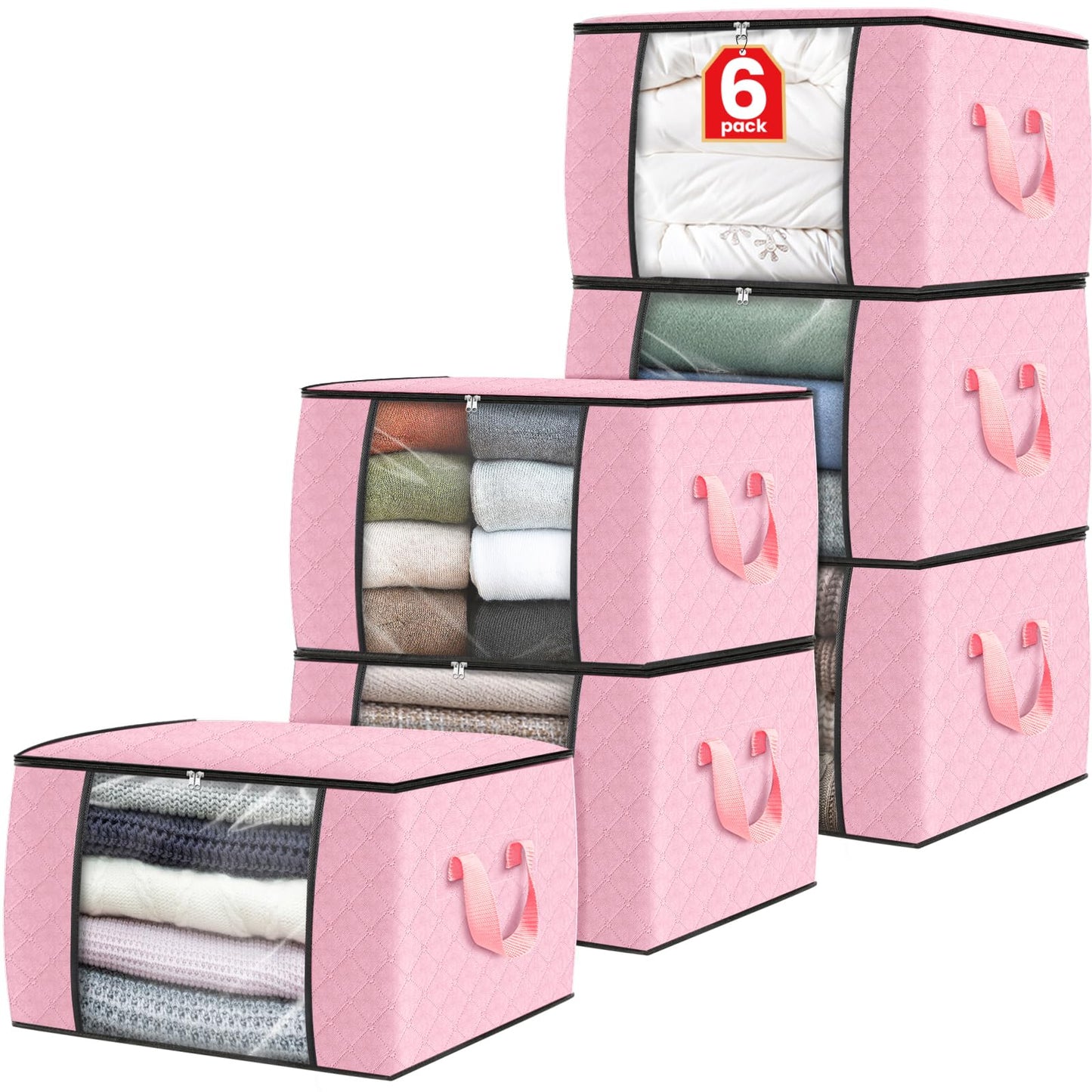 Fab Totes Clothes Storage Bags 6 Pack Foldable Organizers