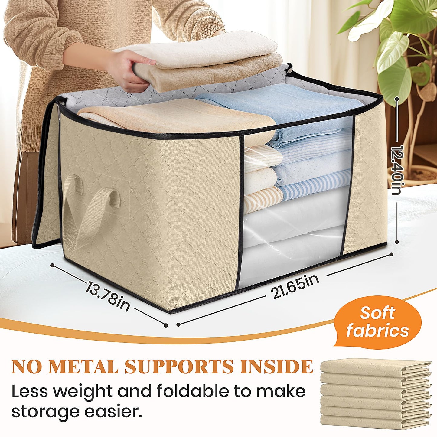 Fab Totes Clothes Storage Bags 6 Pack Foldable Organizers