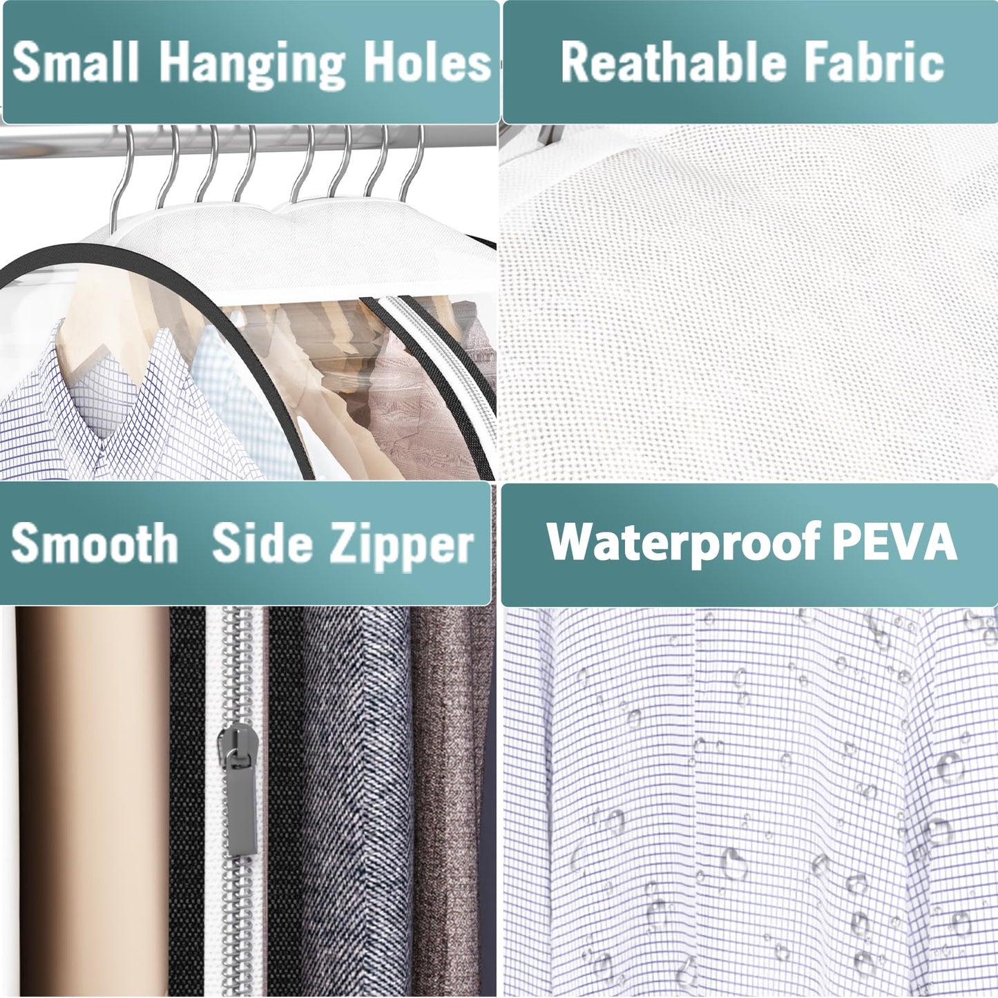 Liuoud Clear Garment Bags 4 Pack 40 Inch Gusseted Suit Covers