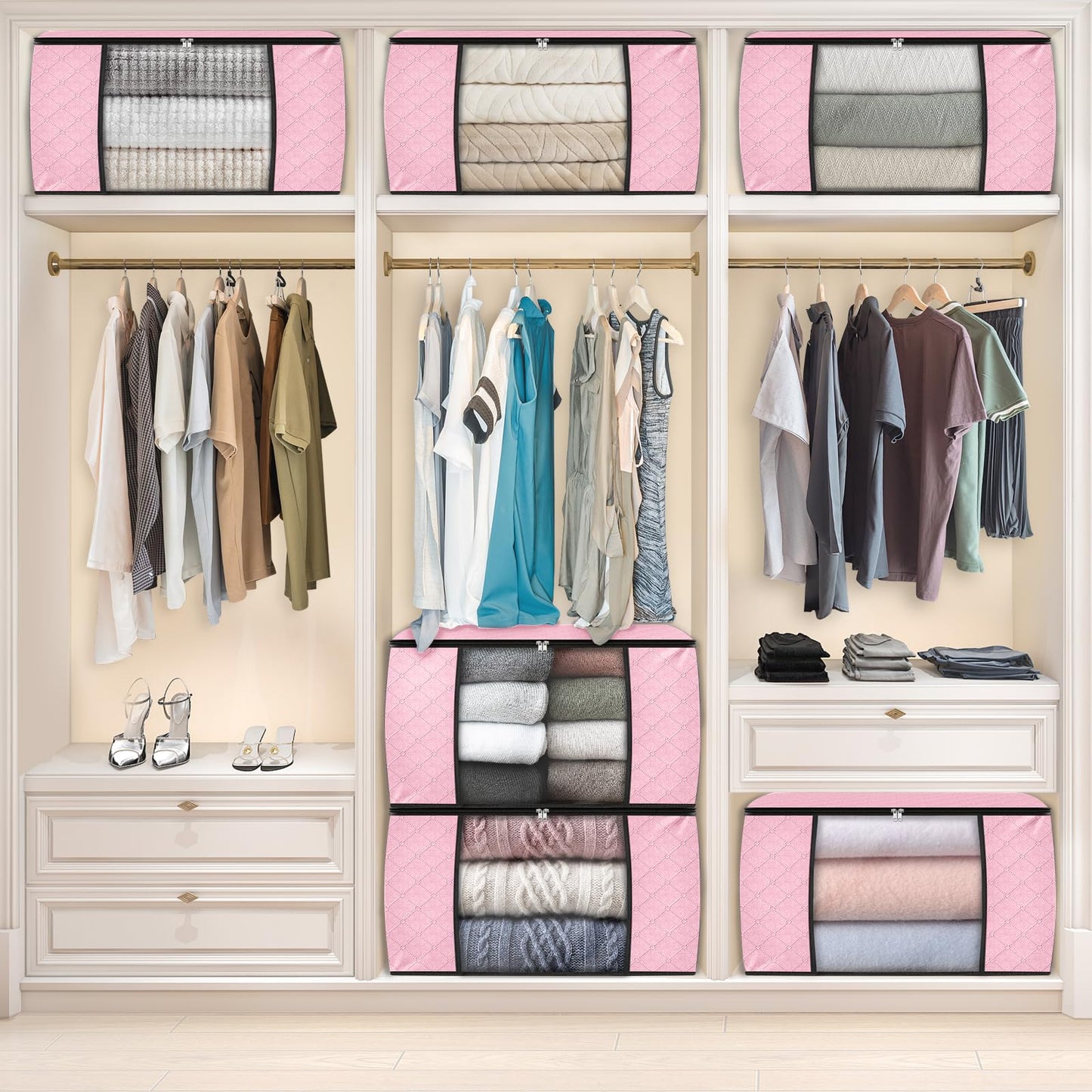 Fab Totes Clothes Storage Bags 6 Pack Foldable Organizers