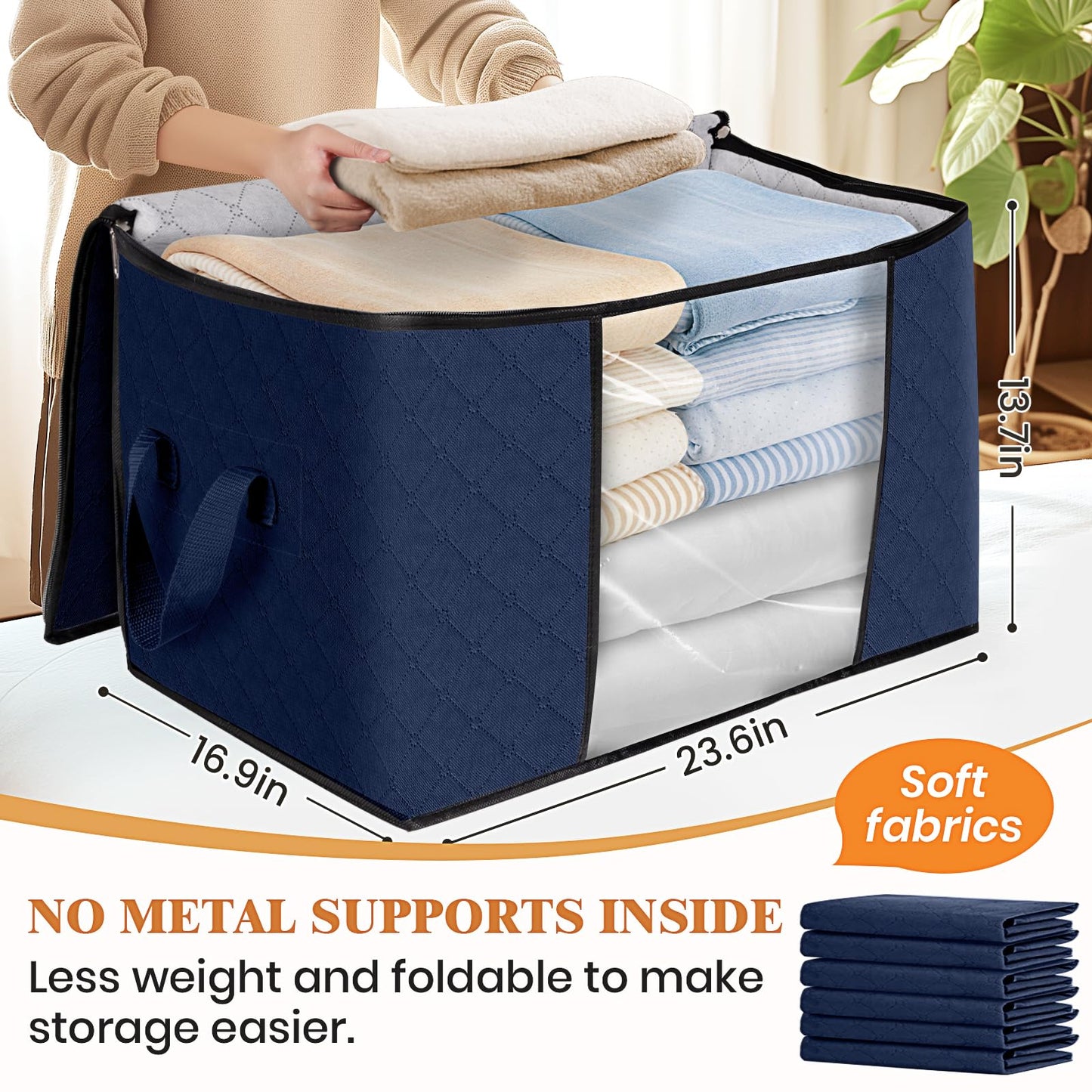 Fab Totes Clothes Storage Bags 6 Pack Foldable Organizers