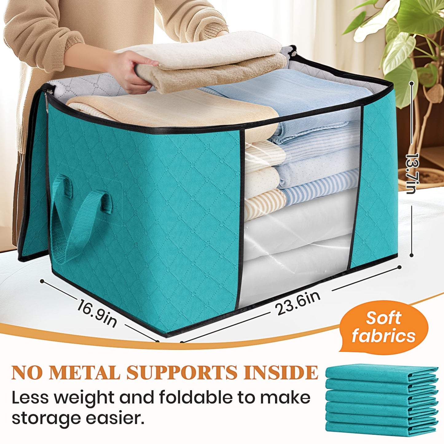 Fab Totes Clothes Storage Bags 6 Pack Foldable Organizers