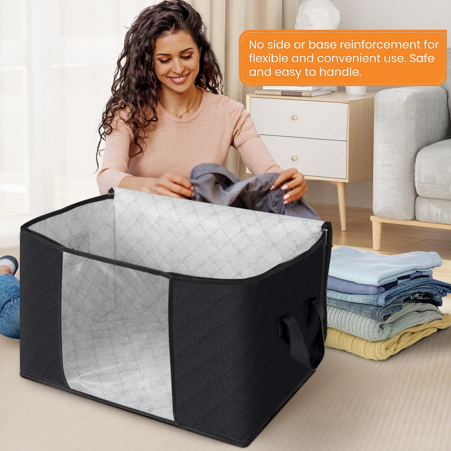 Fab Totes Clothes Storage Bags 6 Pack Foldable Organizers