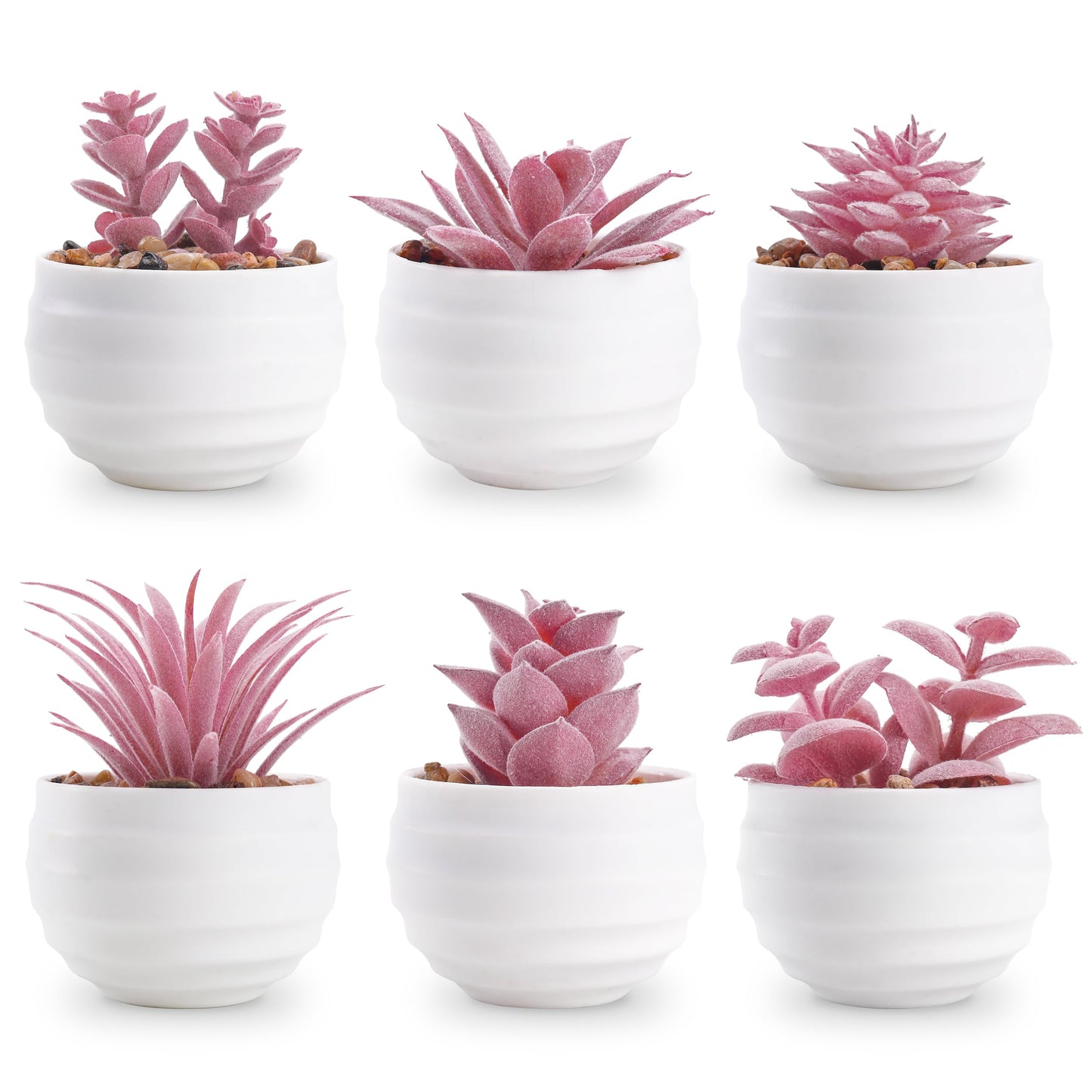 Der Rose 6 Pack Small Succulent Plants Faux Potted Greenery