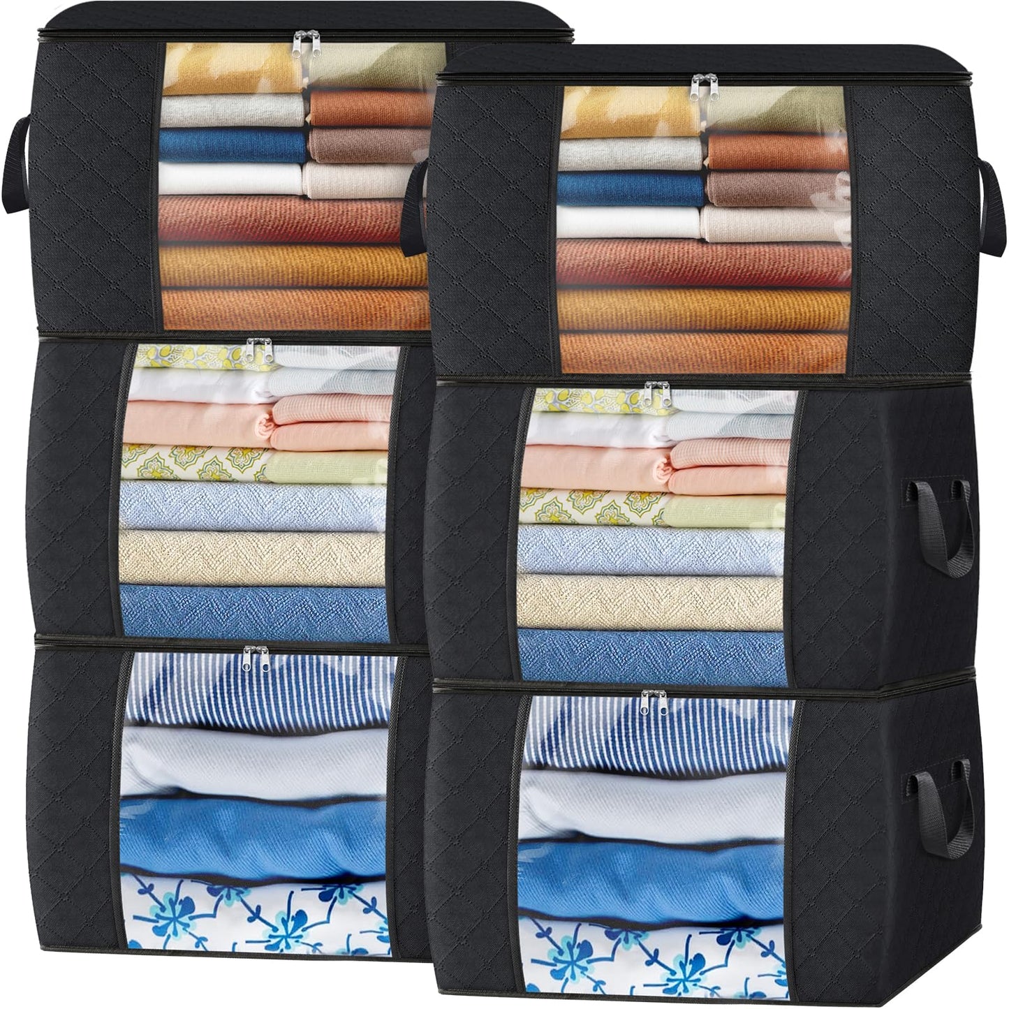 Fab Totes Clothes Storage Bags 6 Pack Foldable Organizers