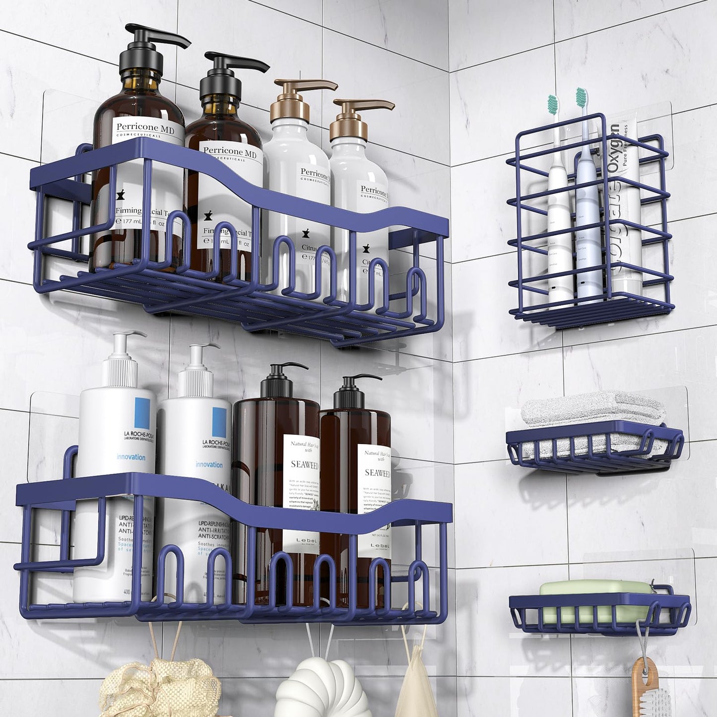 EUDELE Adhesive Shower Caddy 5 Pack Rustproof Organizer