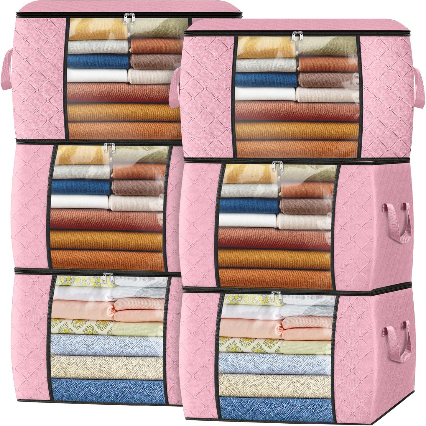 Fab Totes Clothes Storage Bags 6 Pack Foldable Organizers