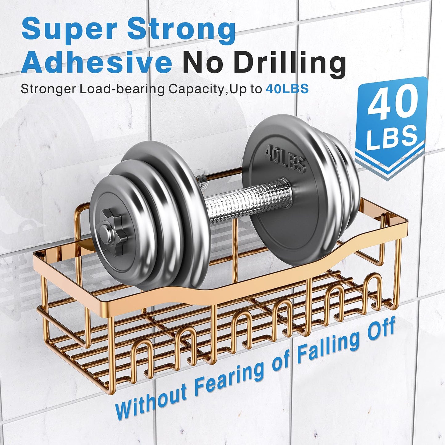 EUDELE Adhesive Shower Caddy 5 Pack Rustproof Organizer