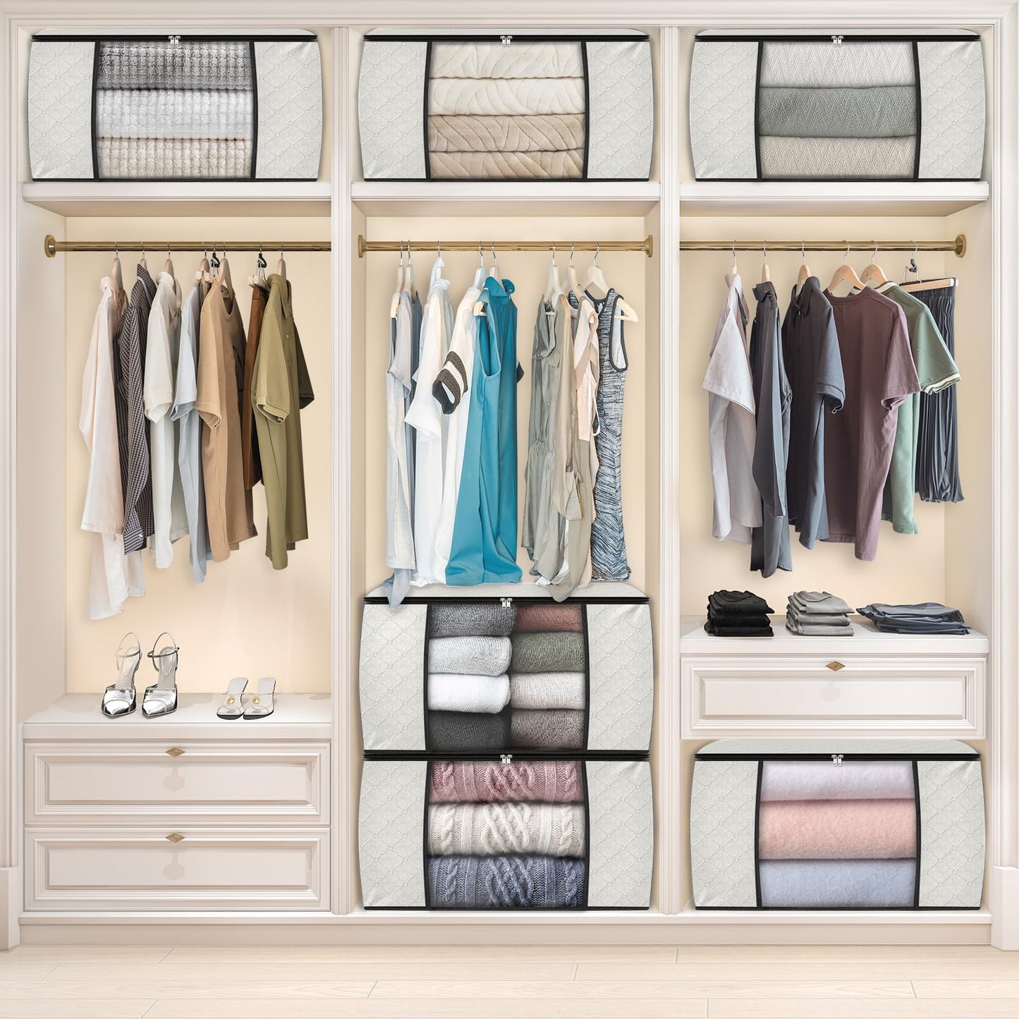 Fab Totes Clothes Storage Bags 6 Pack Foldable Organizers