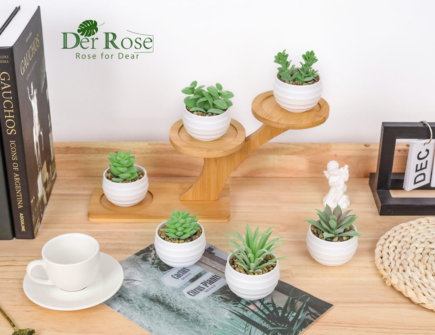 Der Rose 6 Pack Small Succulent Plants Faux Potted Greenery