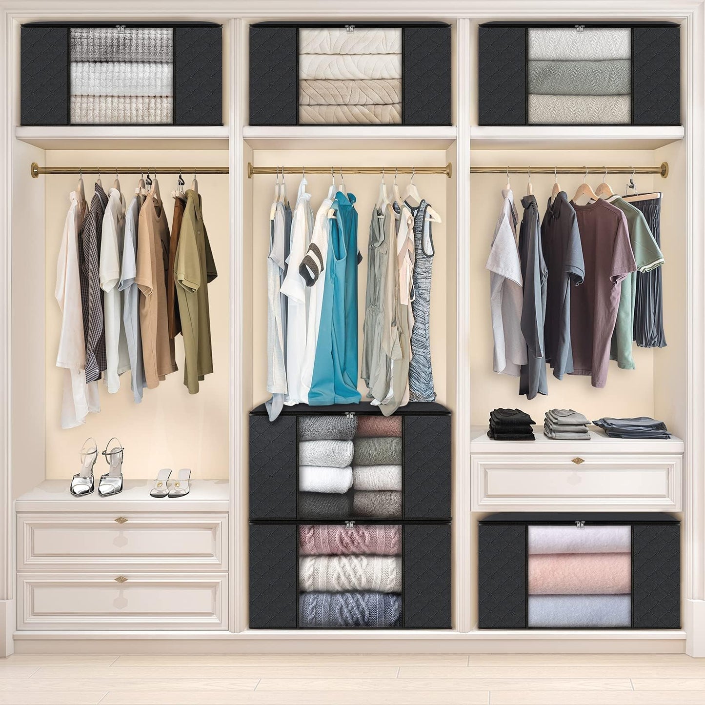 Fab Totes Clothes Storage Bags 6 Pack Foldable Organizers