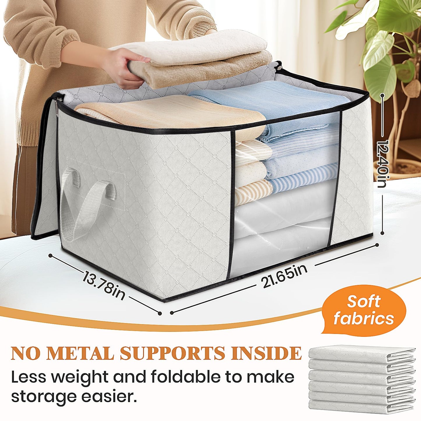 Fab Totes Clothes Storage Bags 6 Pack Foldable Organizers