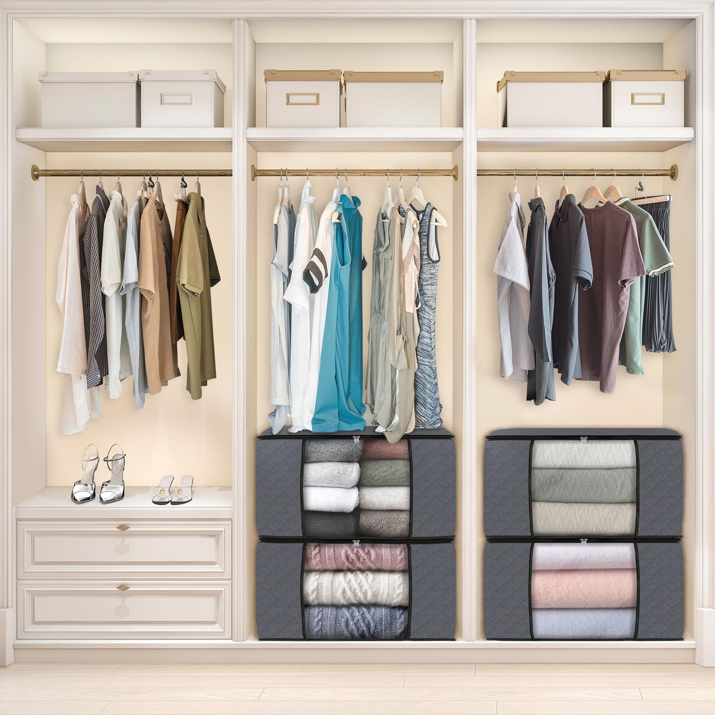 Fab Totes Clothes Storage Bags 6 Pack Foldable Organizers