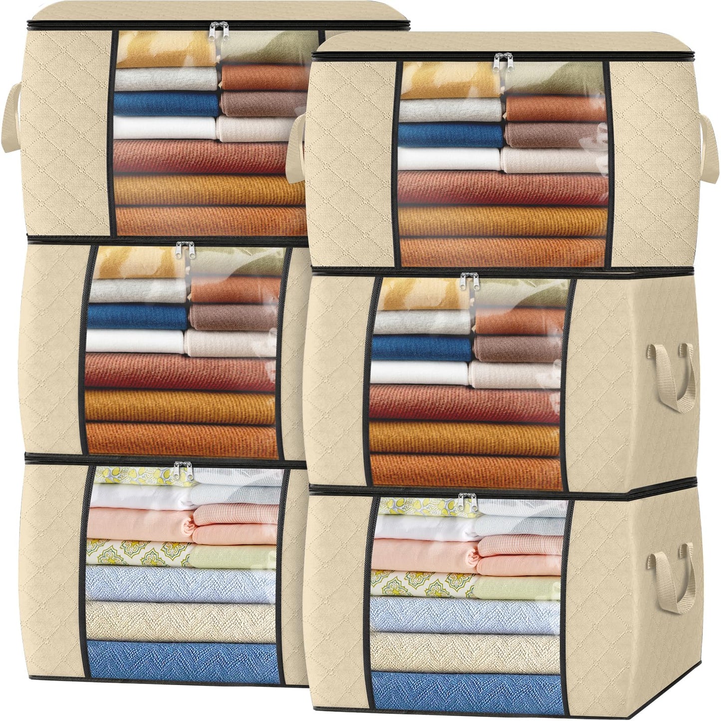 Fab Totes Clothes Storage Bags 6 Pack Foldable Organizers