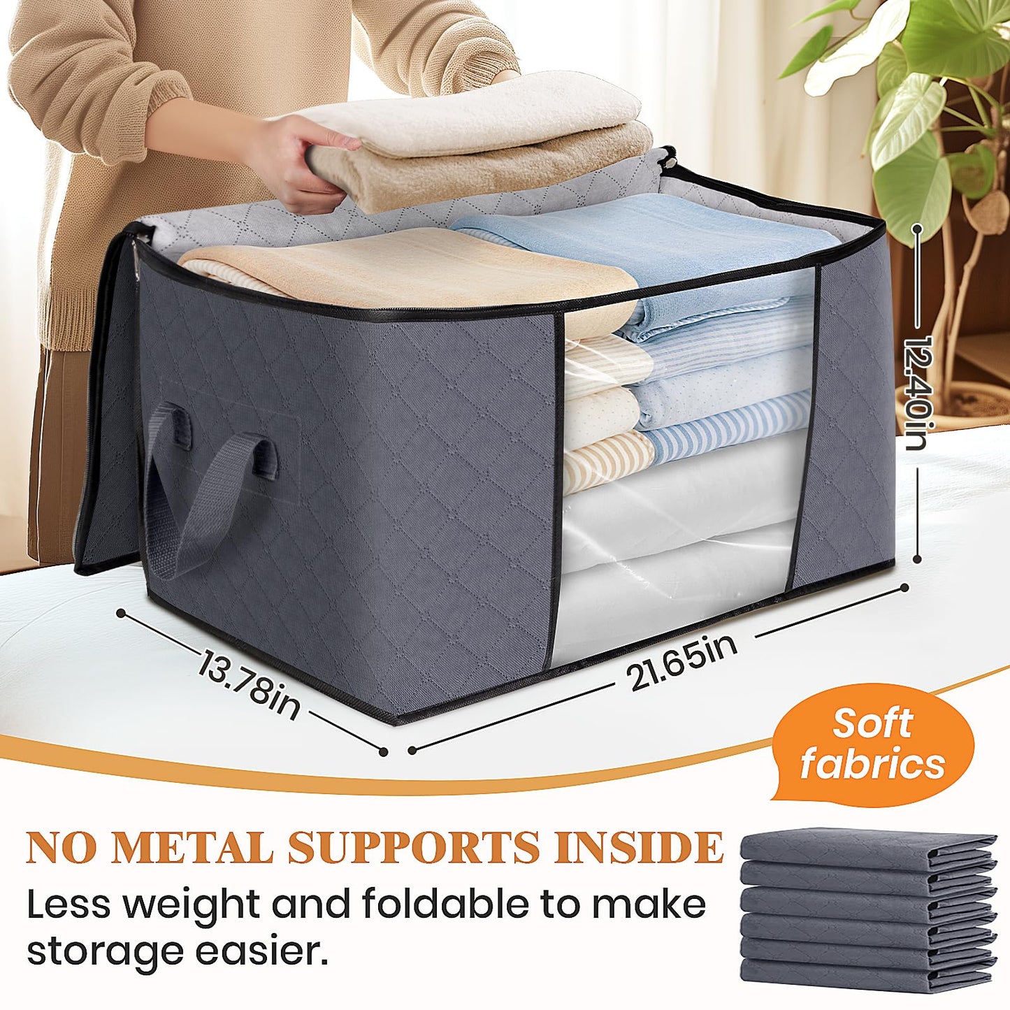 Fab Totes Clothes Storage Bags 6 Pack Foldable Organizers