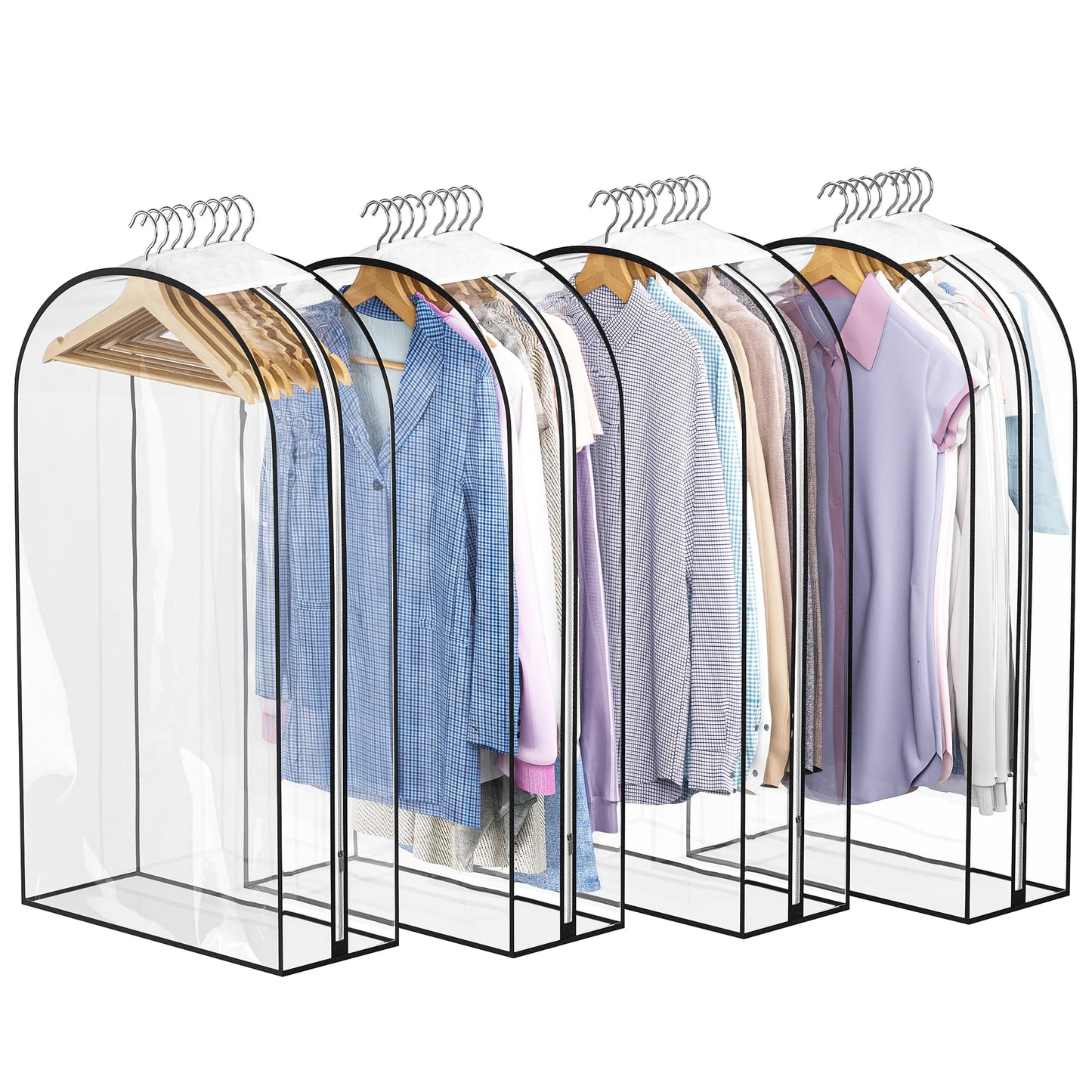 Liuoud Clear Garment Bags 4 Pack 40 Inch Gusseted Suit Covers