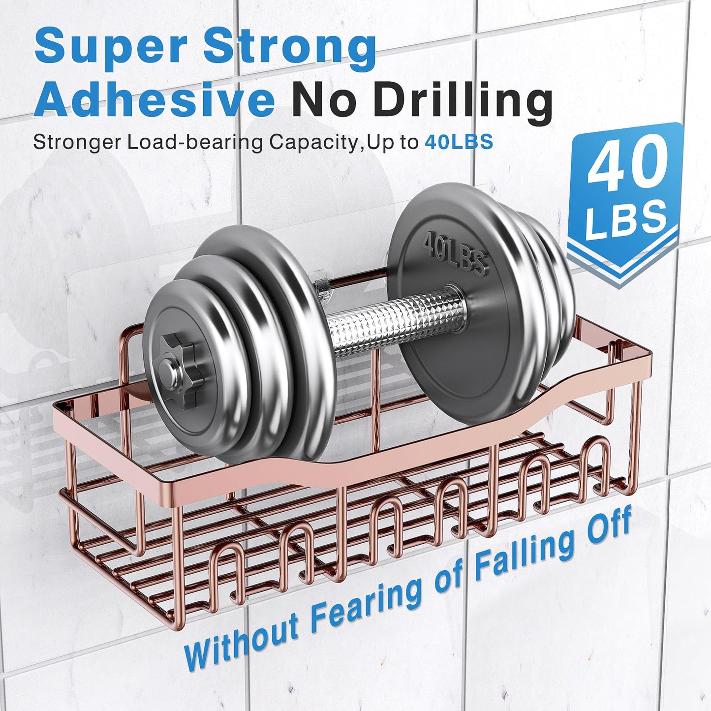 EUDELE Adhesive Shower Caddy 5 Pack Rustproof Organizer