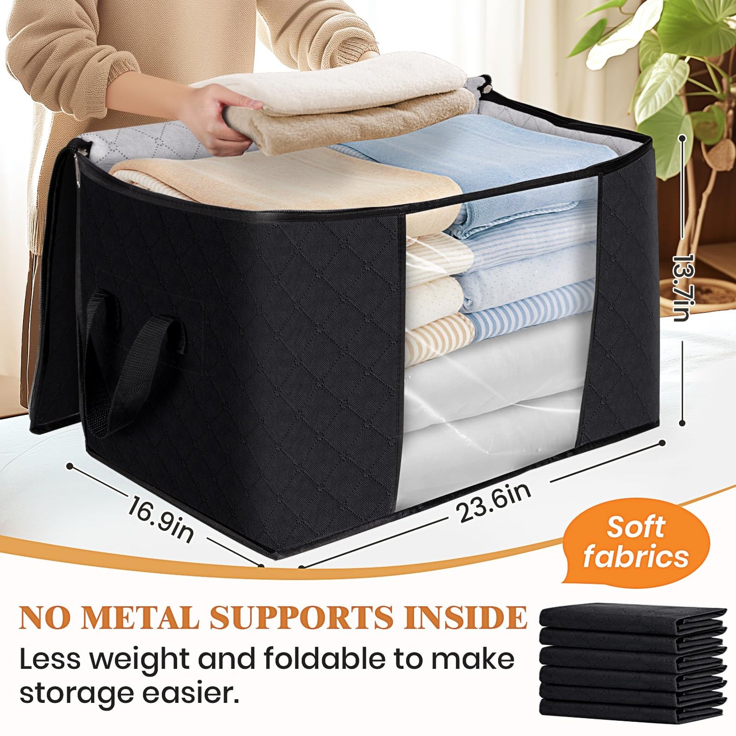 Fab Totes Clothes Storage Bags 6 Pack Foldable Organizers