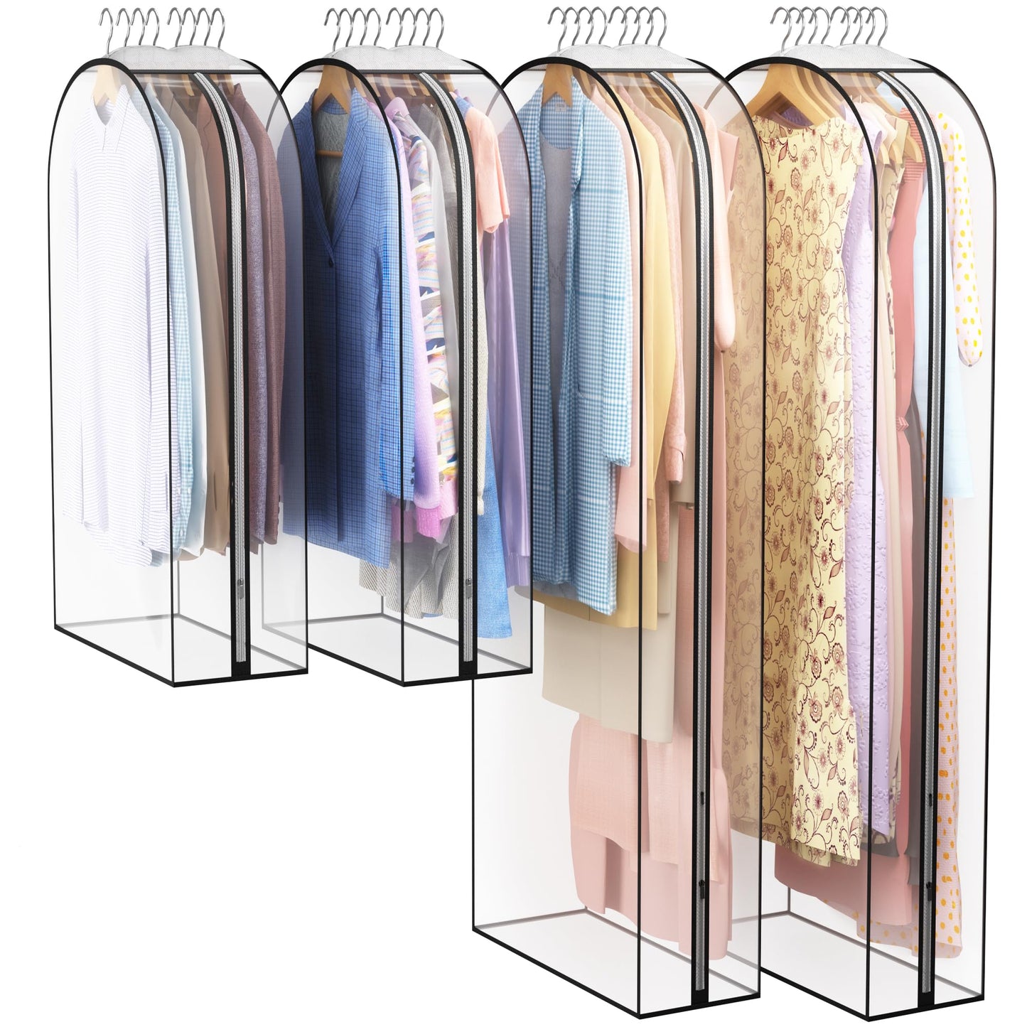 Liuoud Clear Garment Bags 4 Pack 40 Inch Gusseted Suit Covers
