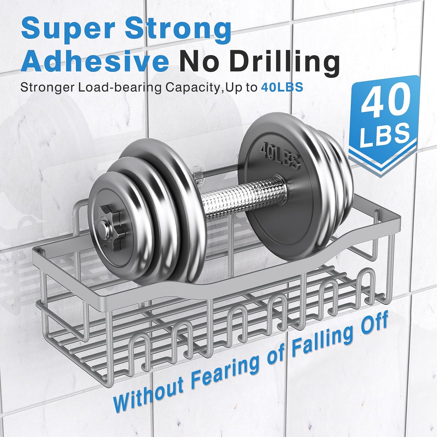 EUDELE Adhesive Shower Caddy 5 Pack Rustproof Organizer