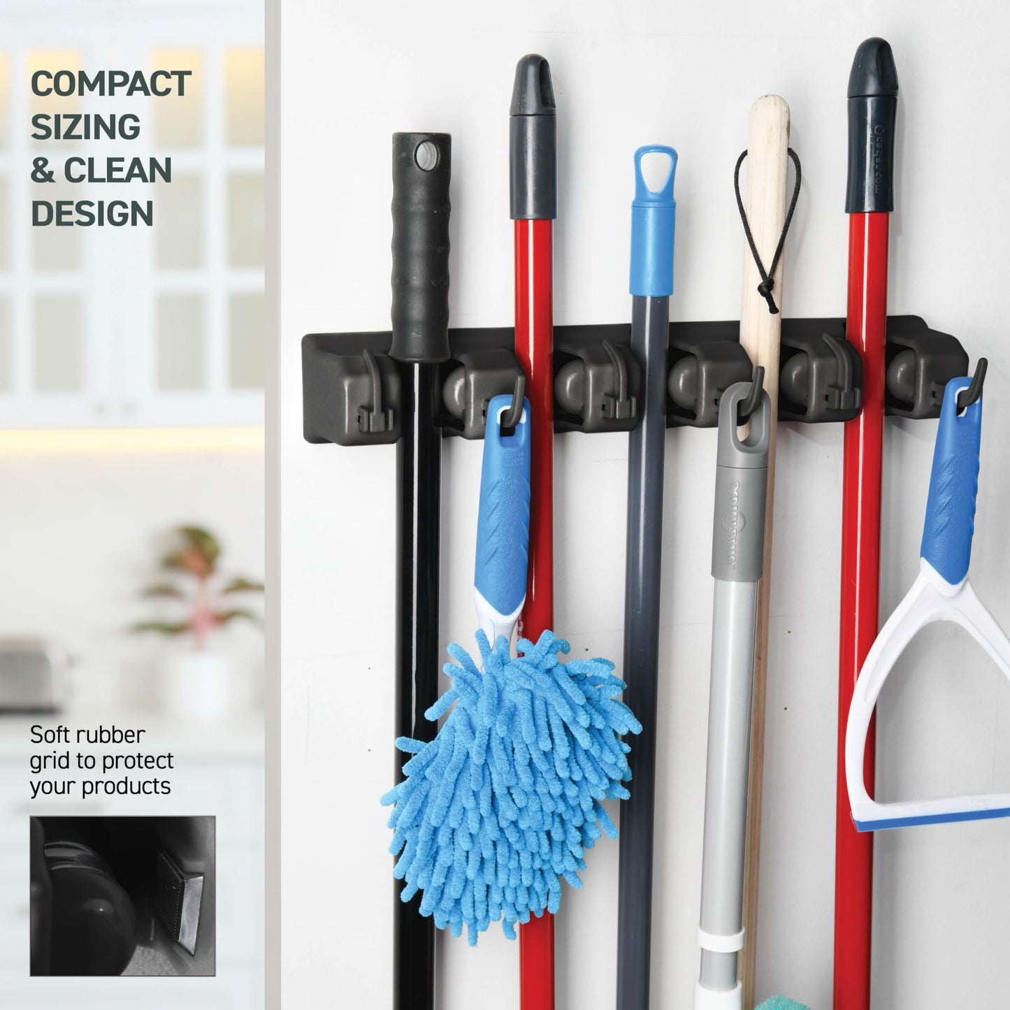 Homeit Mop and Broom Holder Wall Mount Organizer