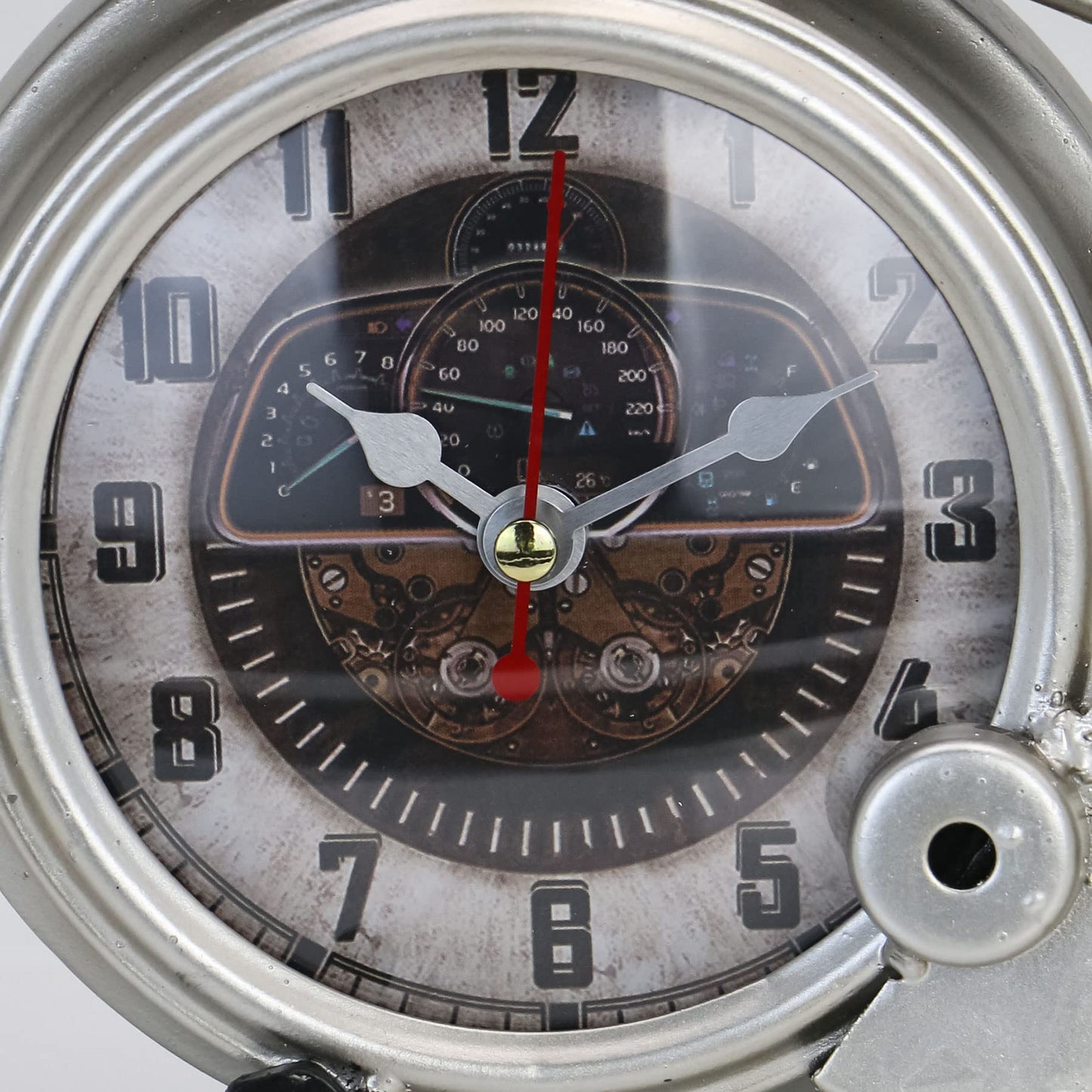 Metal Motorcycle Wall Clock Bronze Decorative Shelf Clock